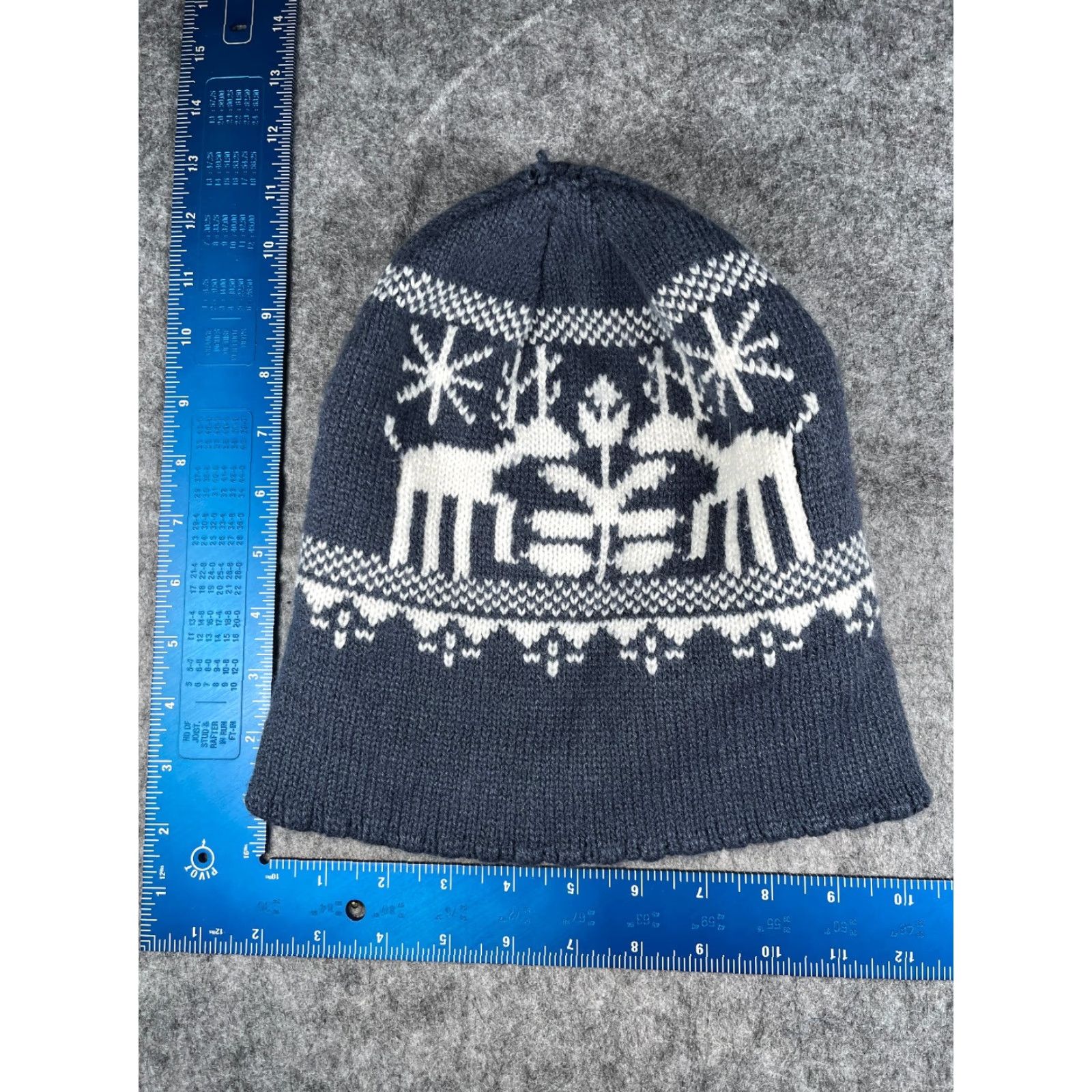 Vintage Deer Beanie Toque Adult One Size Blue Fair Isle Polyester Winter Ski Christmas Size ONE SIZE - 3 Thumbnail