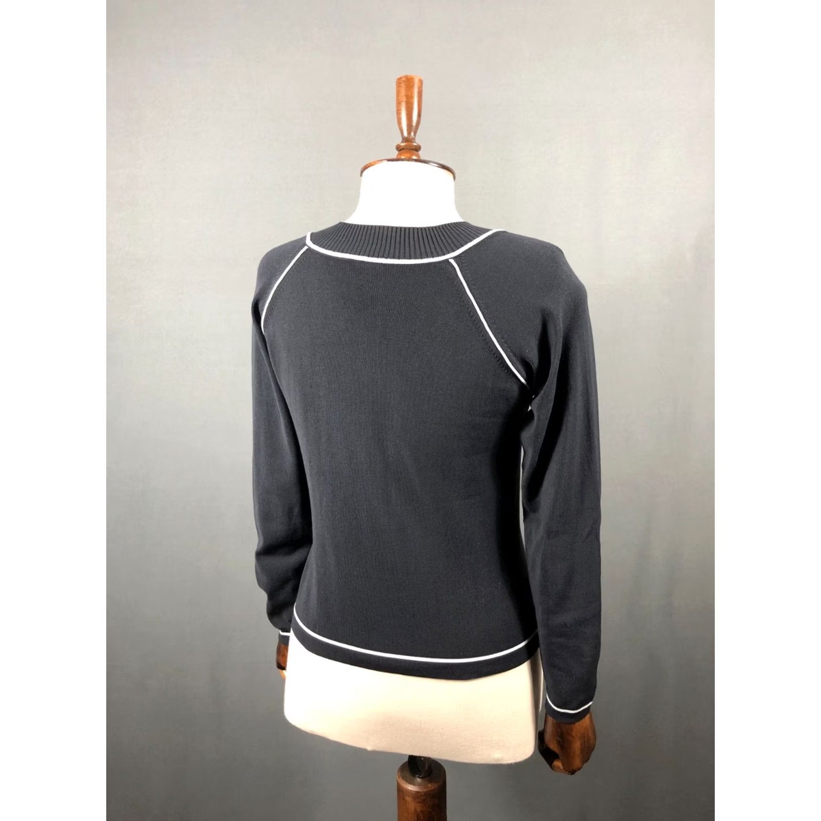 Versace Versace Sport Pullover Women M Black Cotton Jersey V-Neck Knit Long Sleeve Sweater Regular Size Top Size M / US 6-8 / IT 42-44 - 3 Thumbnail