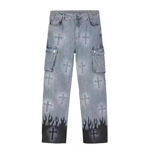 Jean Graffiti Denim Cargo Pants Size US 30 / EU 46 - 3 Thumbnail