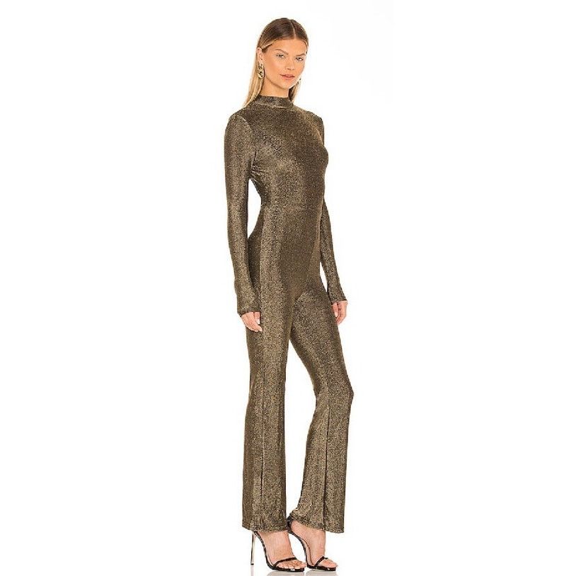 superdown Revolve Superdown Metallic Nissa Open Back Jumpsuit, M Size 28" / US 6 / IT 42 - 2 Thumbnail