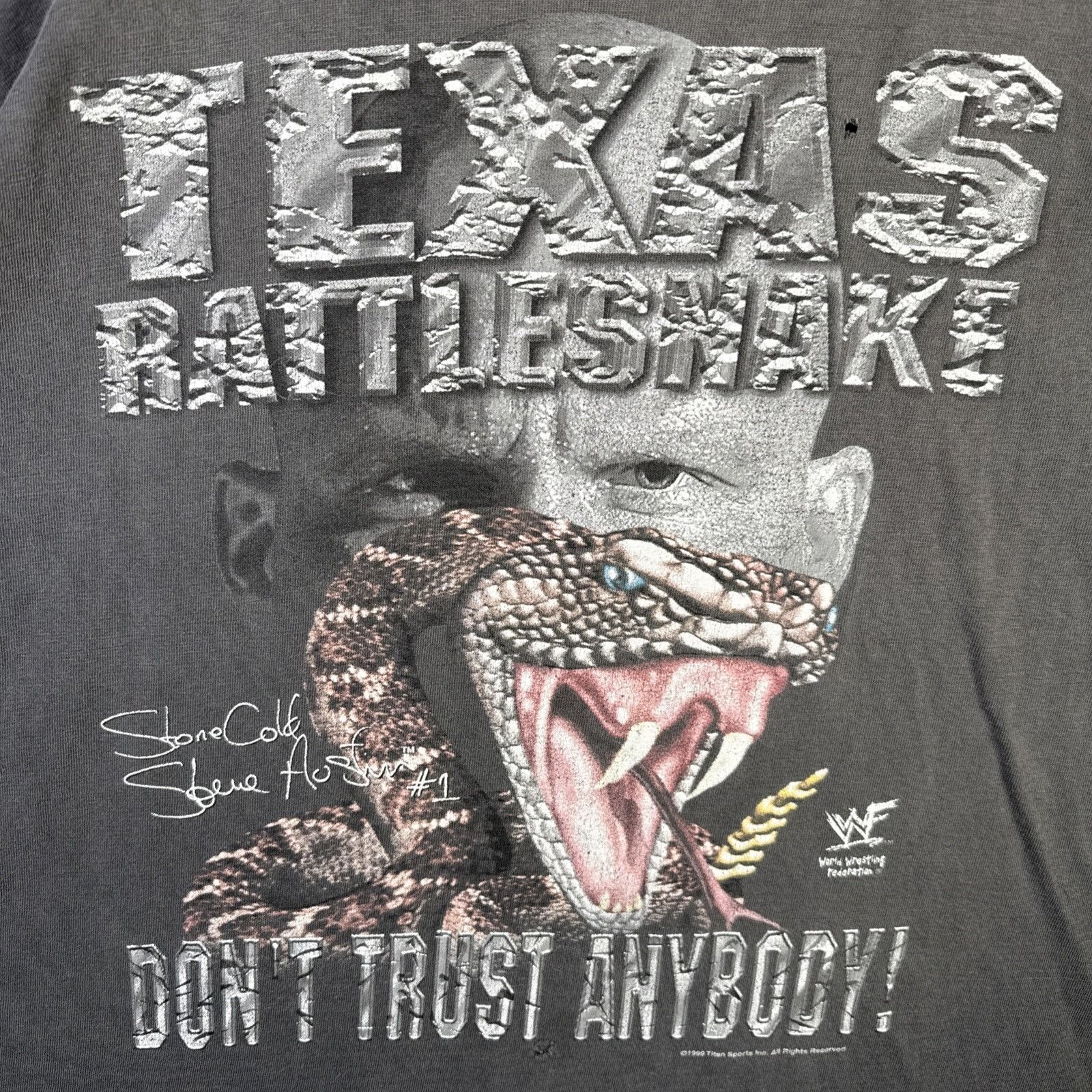 WWF Vintage Stone Cold Austin Shirt XL Black 90s Rattle Snake Size US XL / EU 56 / 4 - 3 Thumbnail