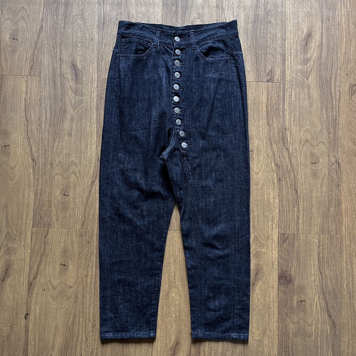 14th Addiction × Japanese Brand × Zucca Cabane de Zucca Asymetric Ten Button Denim Pants Size US 29 - 1 Thumbnail