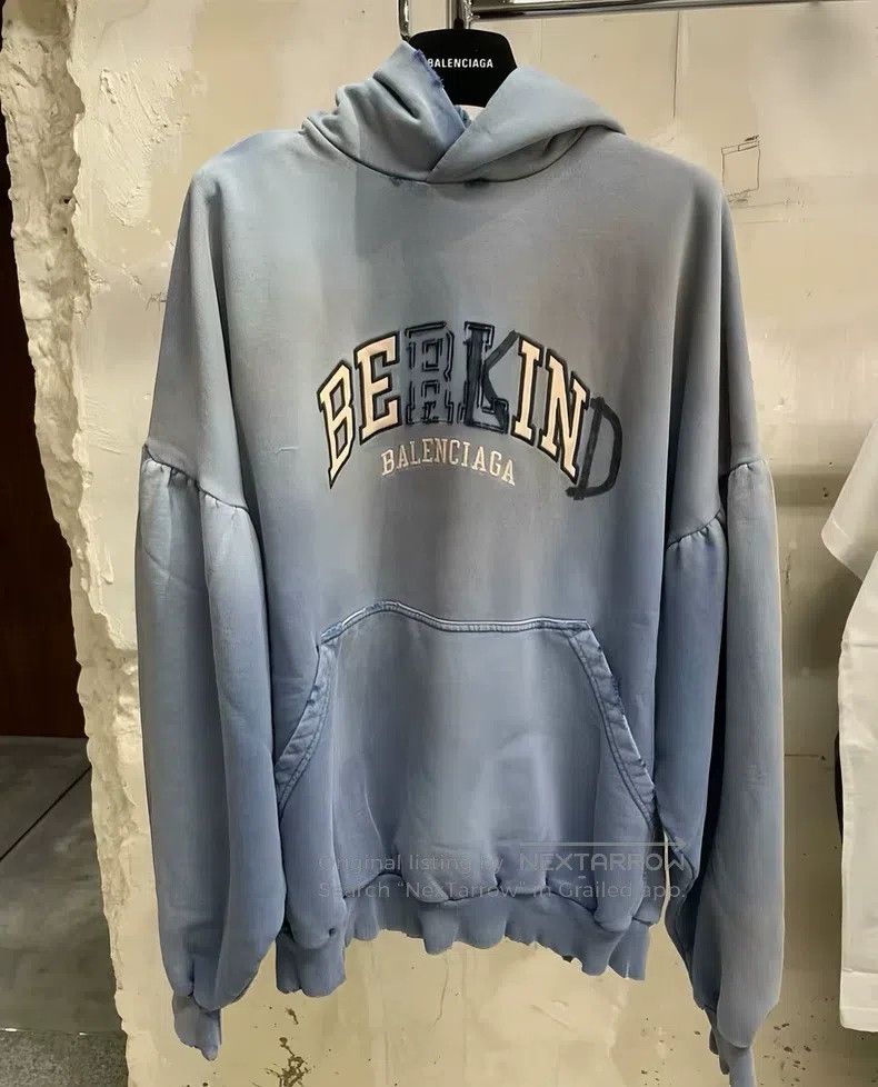 Balenciaga Balenciaga Distressed Washed Blue Hoodie Size US S / EU 44-46 / 1 - 1 Thumbnail