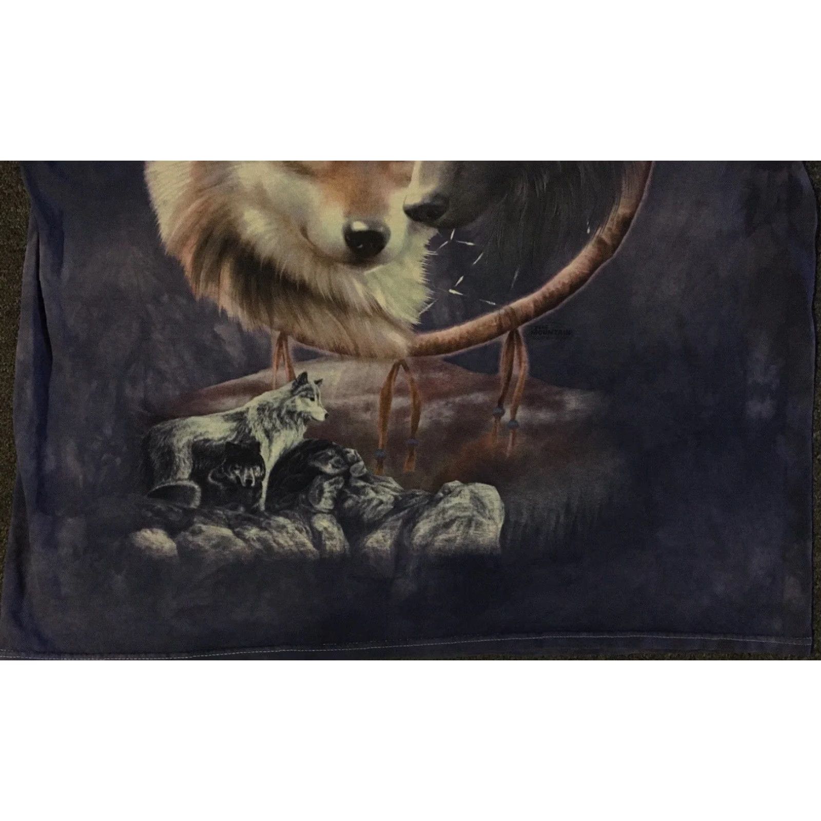 Vintage Vtg The Mountain Faded Wolf Tie Dye Shirt XXL Animal Nature Grunge Native 90s Size US XXL / EU 58 / 5 - 3 Thumbnail