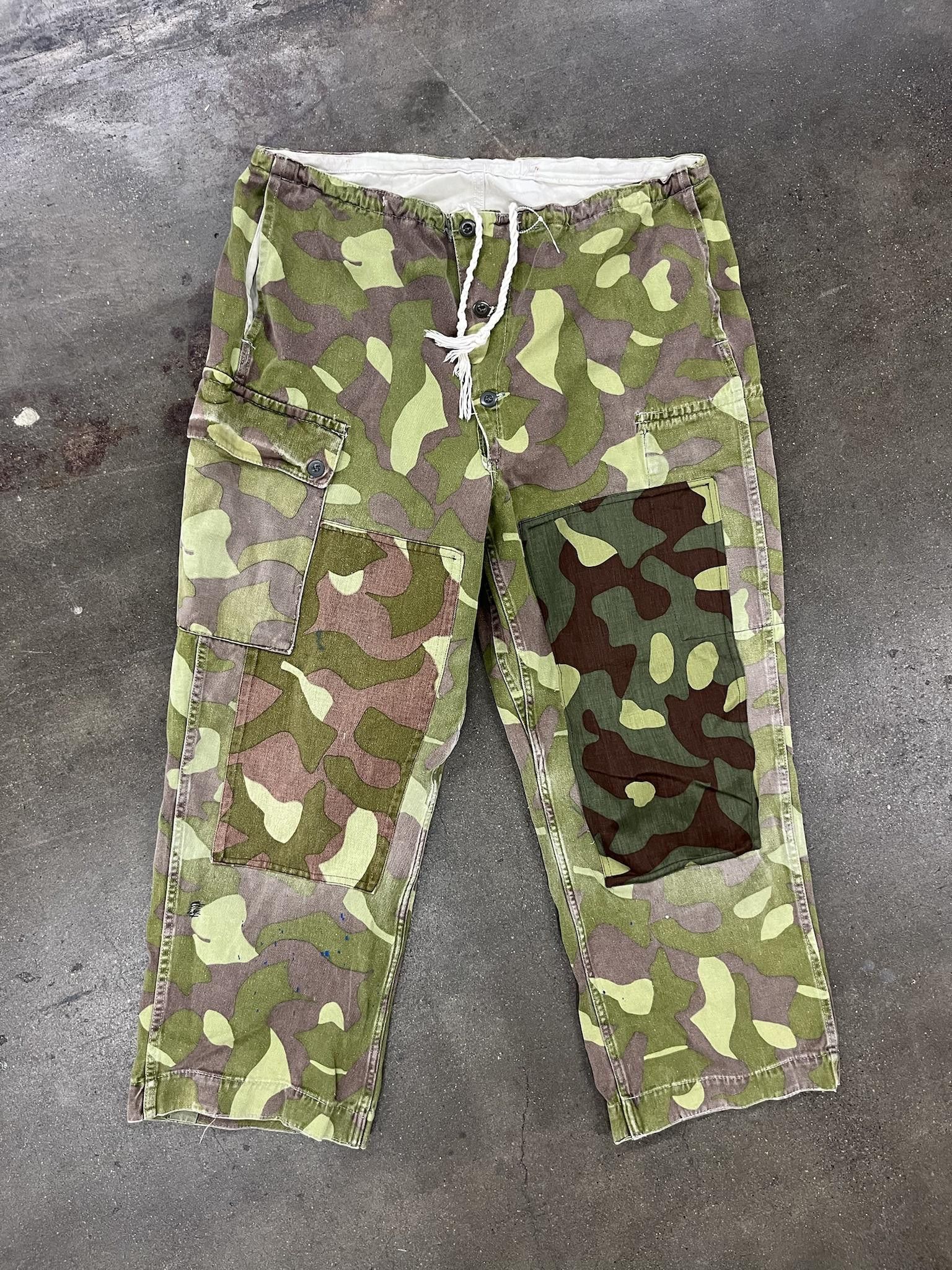 image of Military x Outdoor Life Vintage Finnish Camo Overpants With Camo Patched Knees in Green (Size 40)