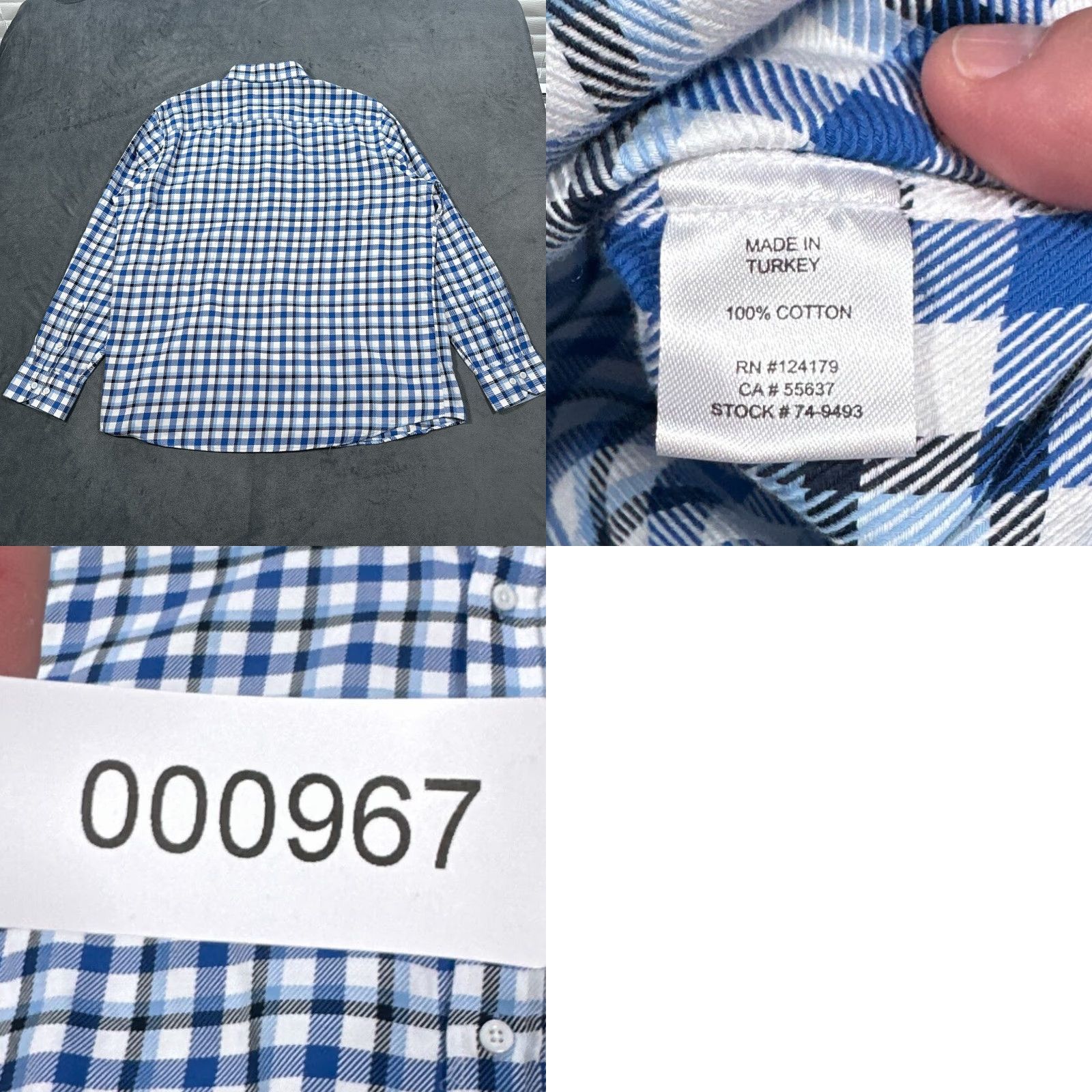 Johnston & Murphy Johnston & Murphy Button-Up Shirt Mens XL Blue White Gingham Check Cotton Twill Classic Casual Size US XL / EU 56 / 4 - 8 Thumbnail