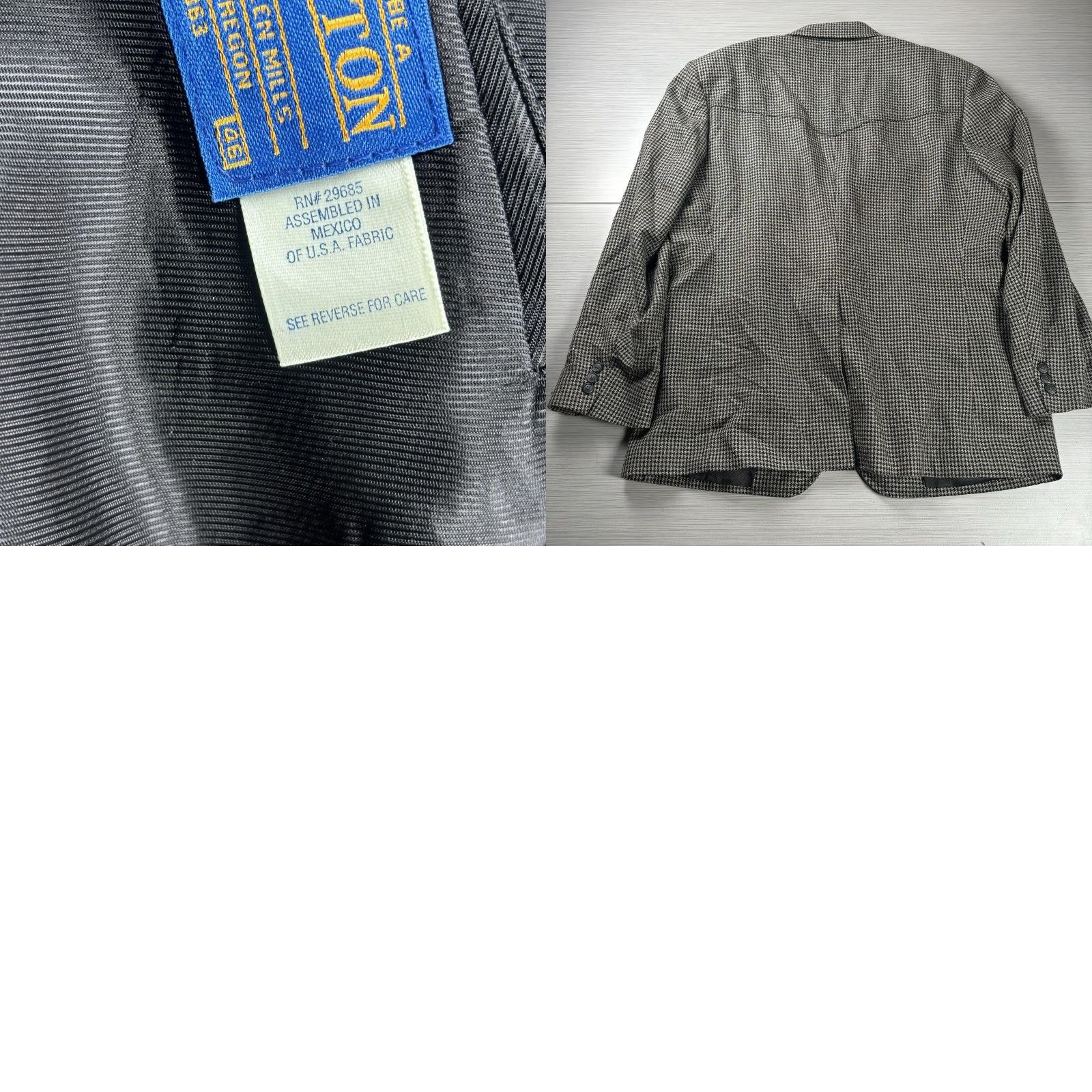 Pendleton Pendleton Mens Sport Coat Blazer 46L Black White Houndstooth Check Wool Silk Two-Button Two-Button Front Notch Lapels 2 Piece Regular Gray Size 46R - 8 Thumbnail