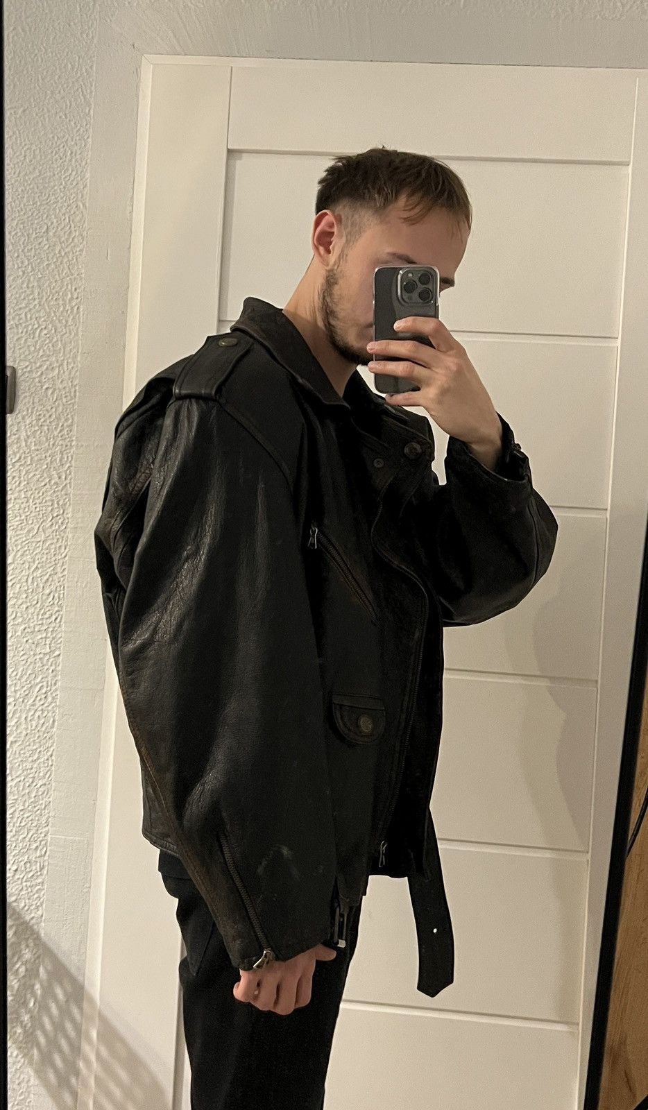 Vintage Vintage Leather Jacket Brown Biker Motor Ramones Size US XL / EU 56 / 4 - 11 Thumbnail