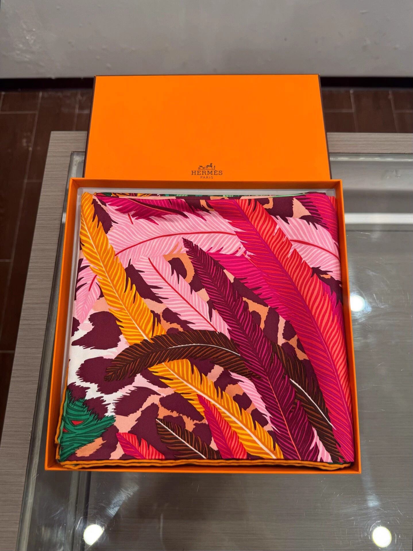 Hermes Hermes Crest Jaguar Pink Silk Scarf Size ONE SIZE - 2 Thumbnail