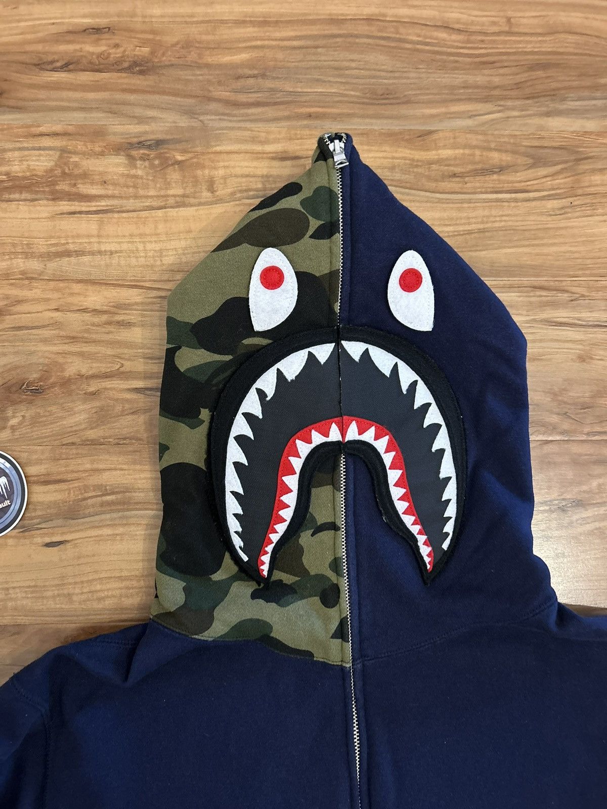 Bape Bape Navy/Green Camo Detachable Shark Full Zip Hoodie Size US XXL / EU 58 / 5 - 3 Thumbnail