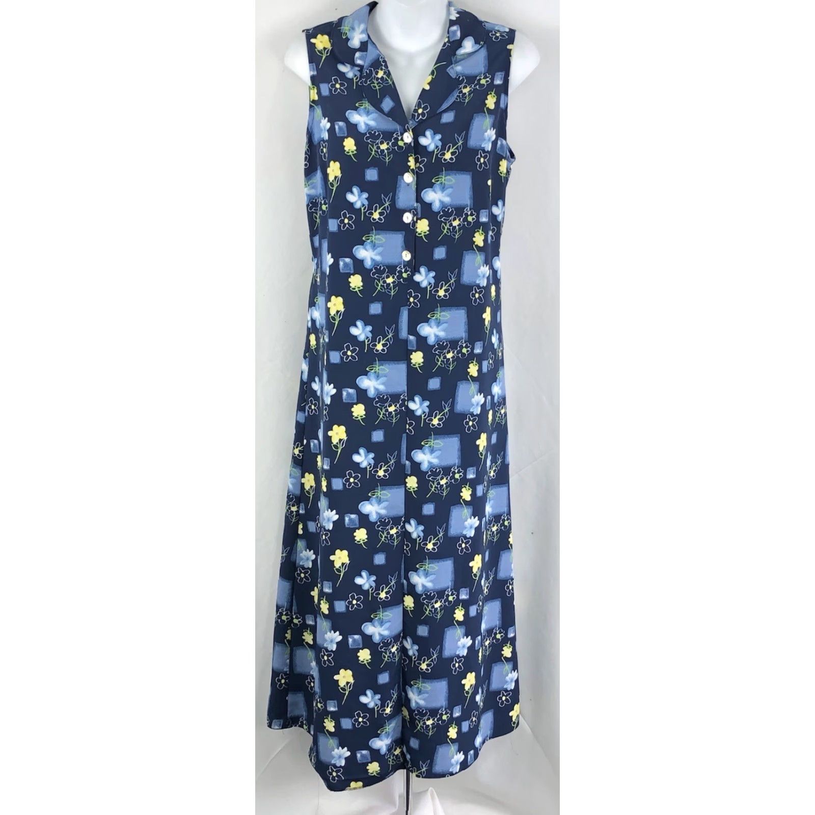 Vintage VINTAGE Jaclyn Smith Dress Sleeveless A-Line 8 Blue Floral Maxi Cottage Fairy Y2K Bohemian Summer Size M / US 6-8 / IT 42-44 - 5 Thumbnail