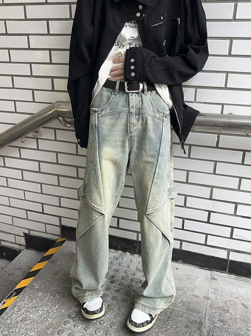 Japanese Brand Loose straight leg wide leg patchwork jeans Size US 32 / EU 48 - 4 Thumbnail