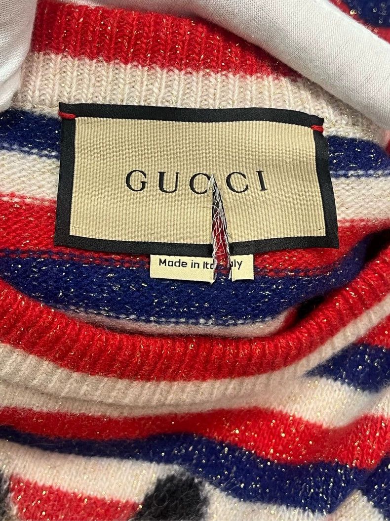 Gucci Gucci Striped rabbit embroidered round-neck wool sweater Size M / US 6-8 / IT 42-44 - 3 Thumbnail
