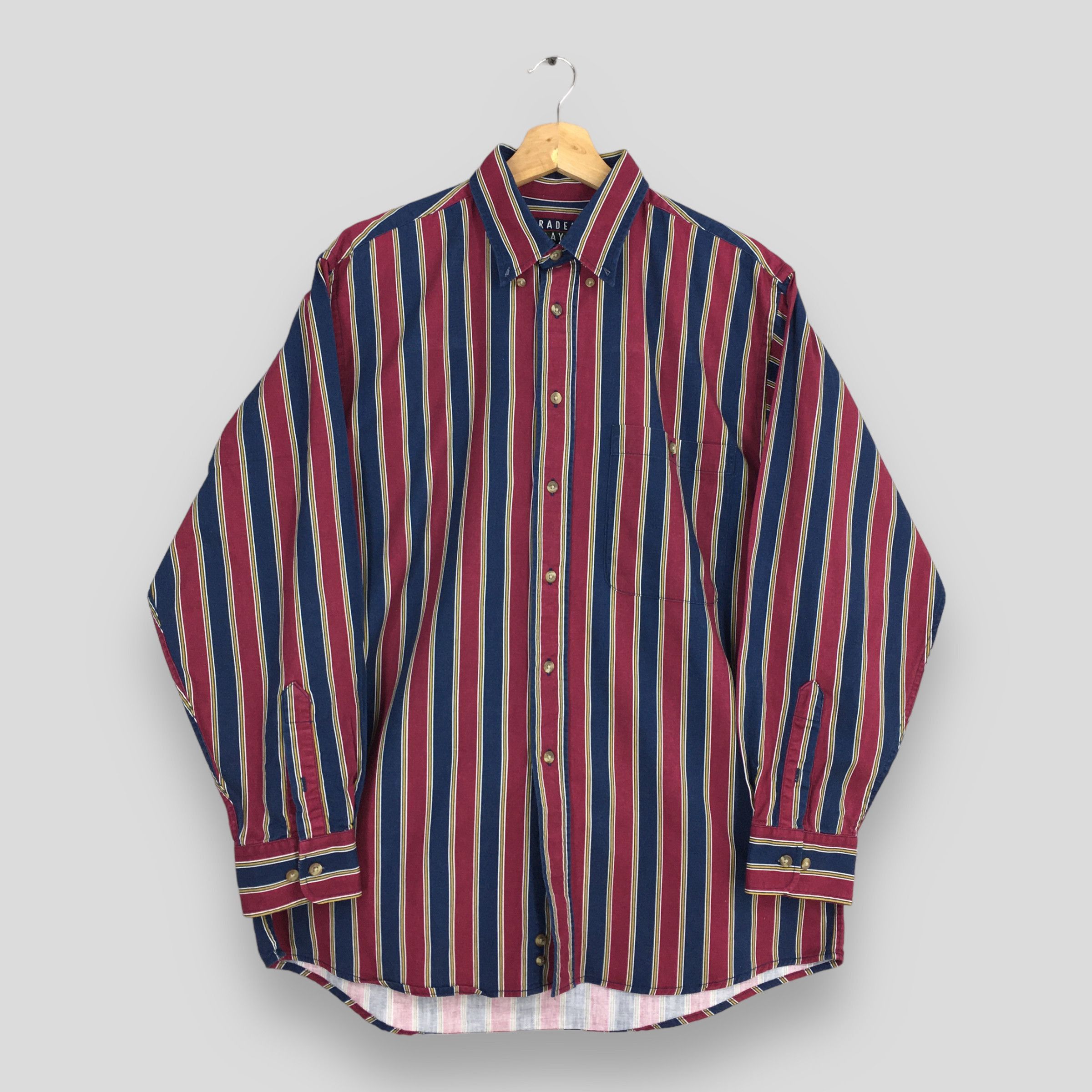 Vintage Multicolor Red Stripes Flannel Shirt Large