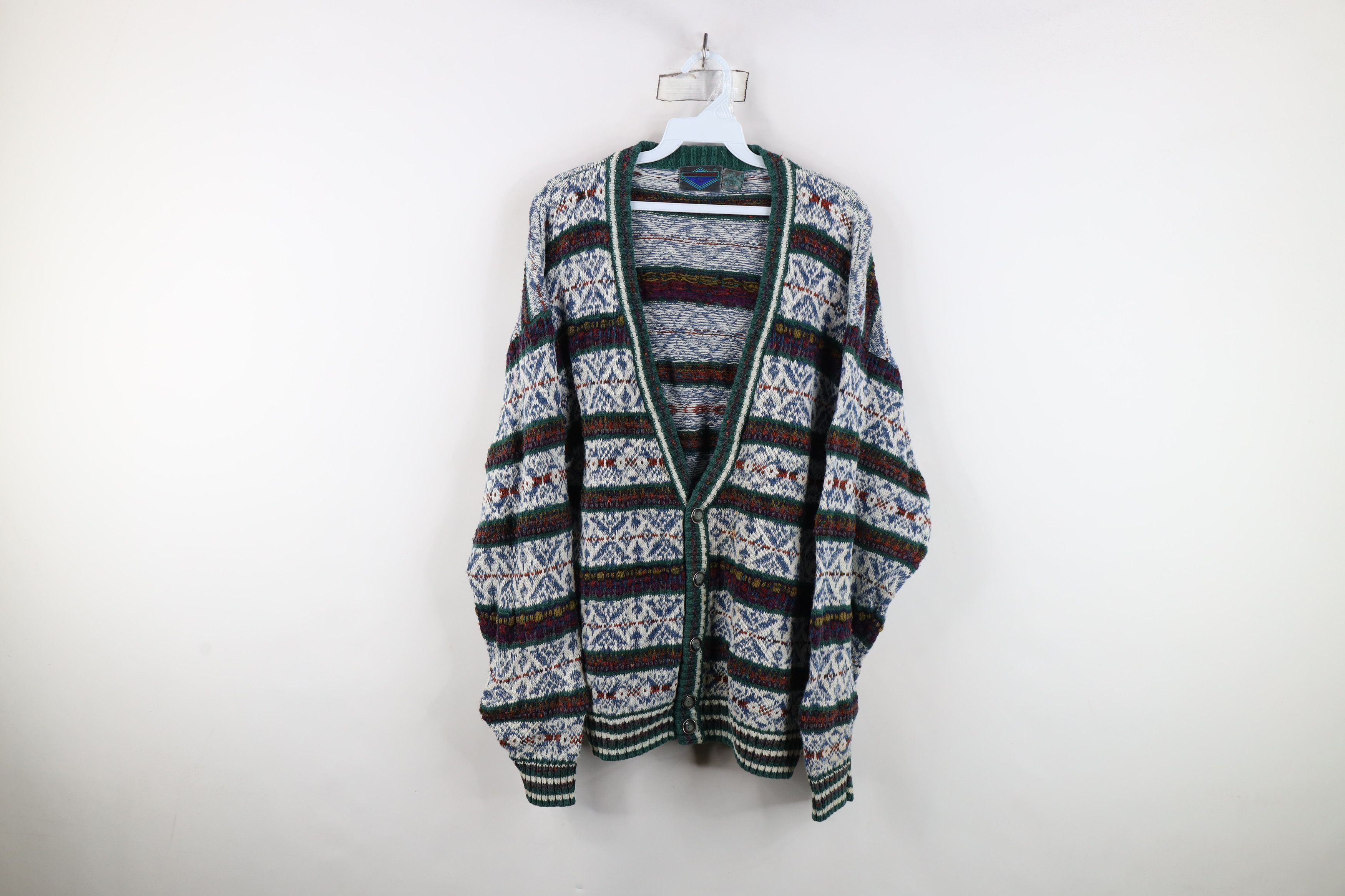 Vintage Vintage 90s Streetwear Fair Isle Knit Cardigan Sweater Size US M / EU 48-50 / 2 - 1 Thumbnail
