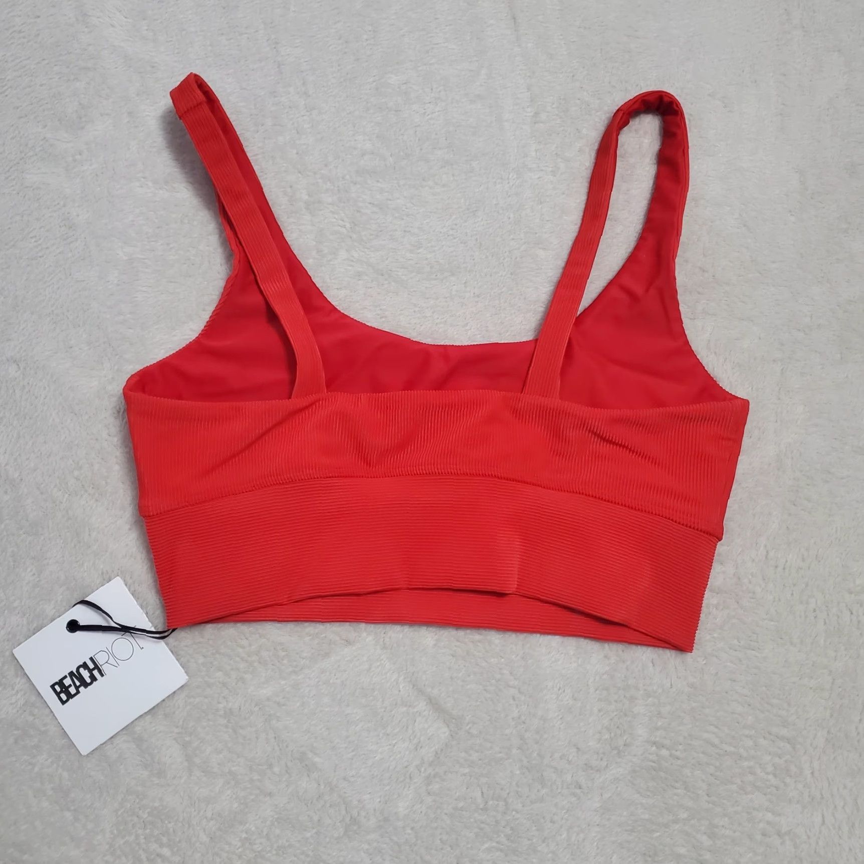Beach Riot Beach Riot Beach Activewear Sports Bra Women L Red Ribbed Cropped Pullover Wireless Medium Support Size L / US 10 / IT 46 - 2 Thumbnail
