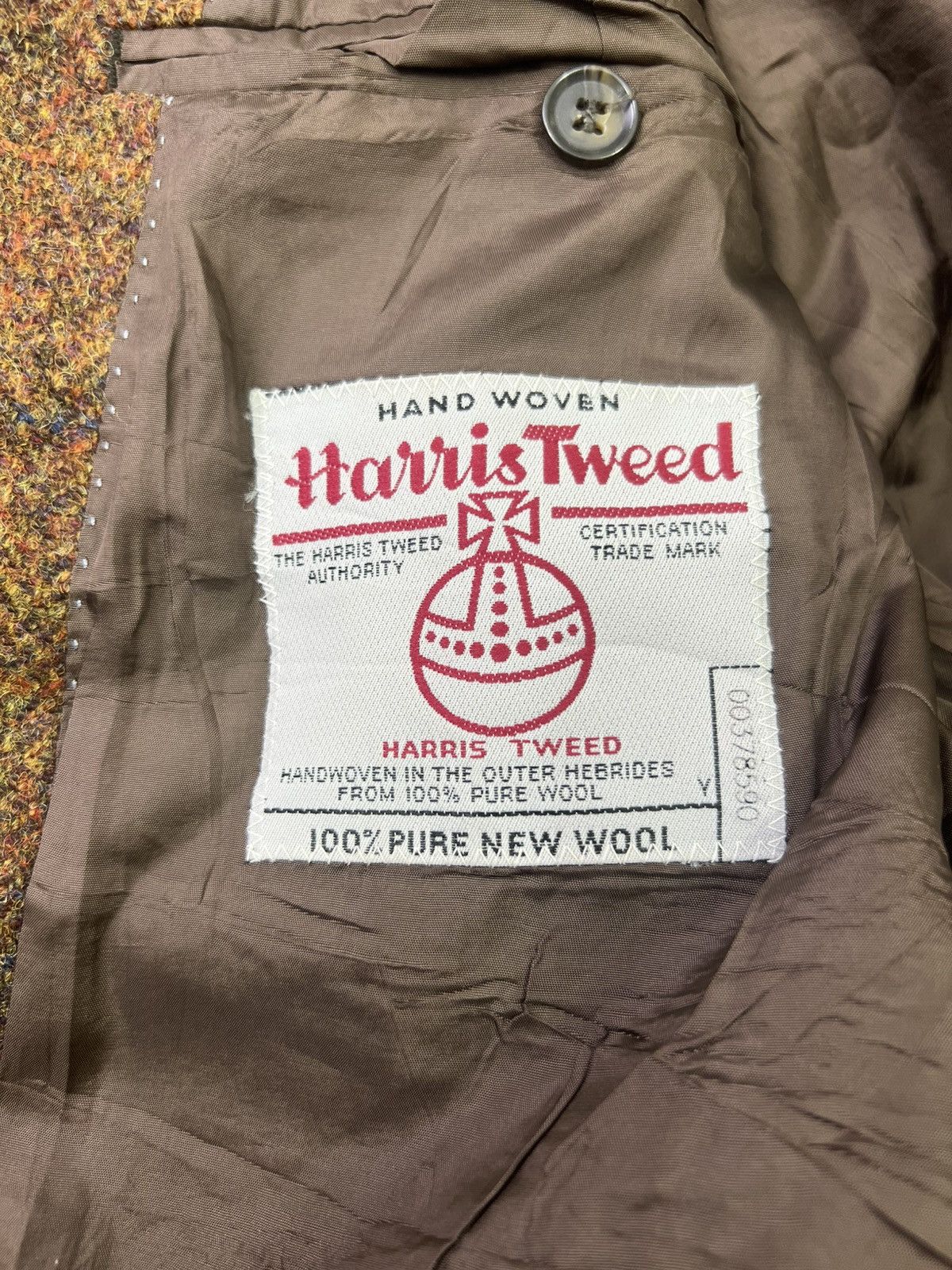 Harris Tweed Vintage Harris Tweed Brown Windowpane Wool Blazer Jacket Men Size 52R - 10 Thumbnail