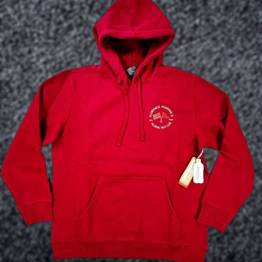 Vintage Florence Marine X Nui Loa Hoodie Mens XL Red Surf Slate Maroon Organic Cotton Hoodie Size US XL / EU 56 / 4 - 1 Thumbnail