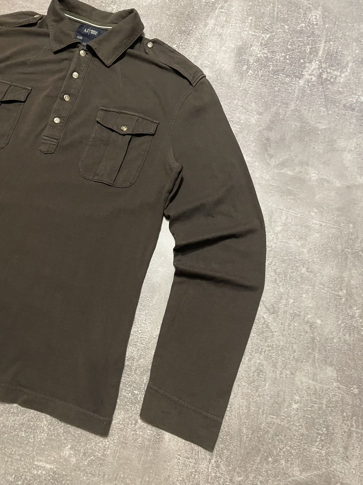 Armani × Vintage Vintage Armani Jeans Long Sleeve Shirt Big Logo Size US L / EU 52-54 / 3 - 6 Thumbnail