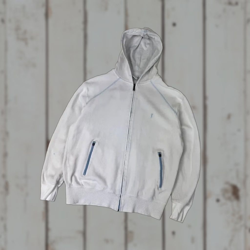 Yves Saint Laurent YSL Zip Up Hoodie Men SZ S White Shirt Hoodie Logo Size US S / EU 44-46 / 1 - 1 Thumbnail