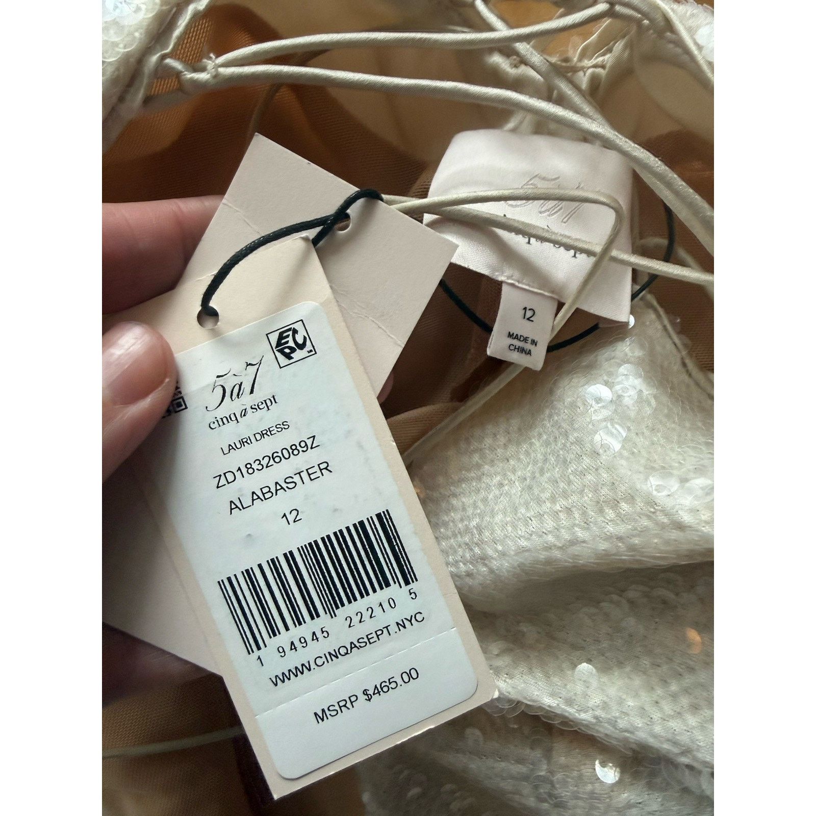 Cinq a Sept Cinq a Sept Alabaster Lauri Sequin Cream Lace Up Back Dress Size XL / US 12-14 / IT 48-50 - 4 Thumbnail