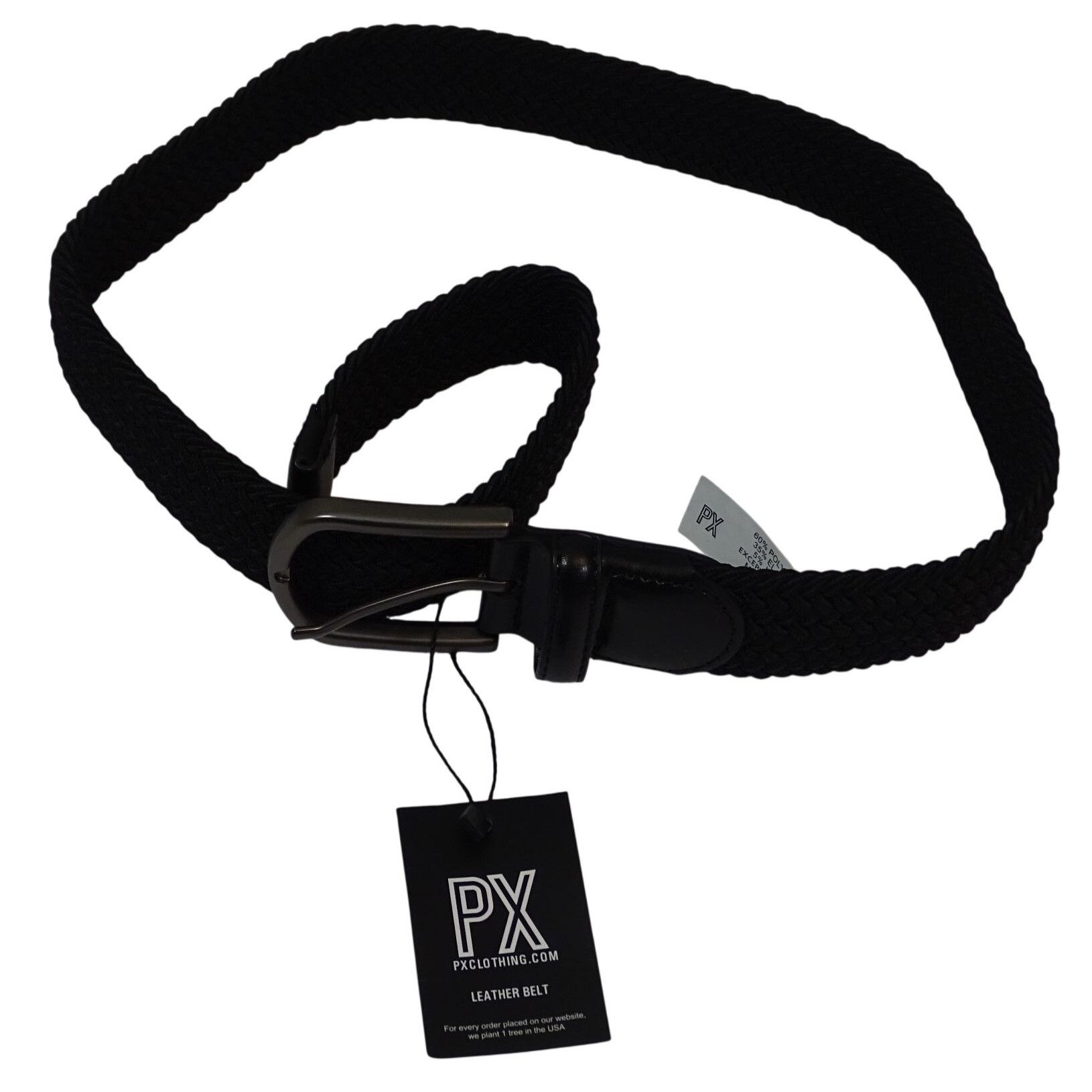 Other PX Men Black Woven Stretch Braided Belt Size 30 Adjustable Size 30 - 1 Thumbnail