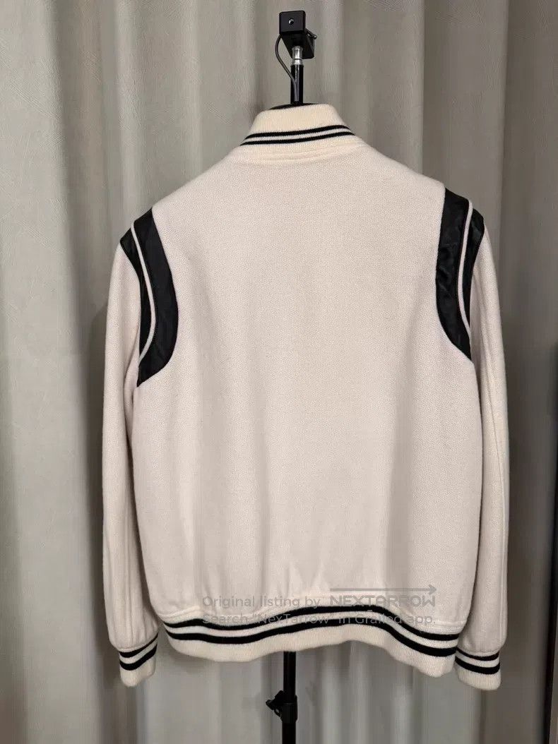Saint Laurent Paris Saint Laurent Paris White Wool Mixed Baseball Jacket Size US L / EU 52-54 / 3 - 3 Thumbnail