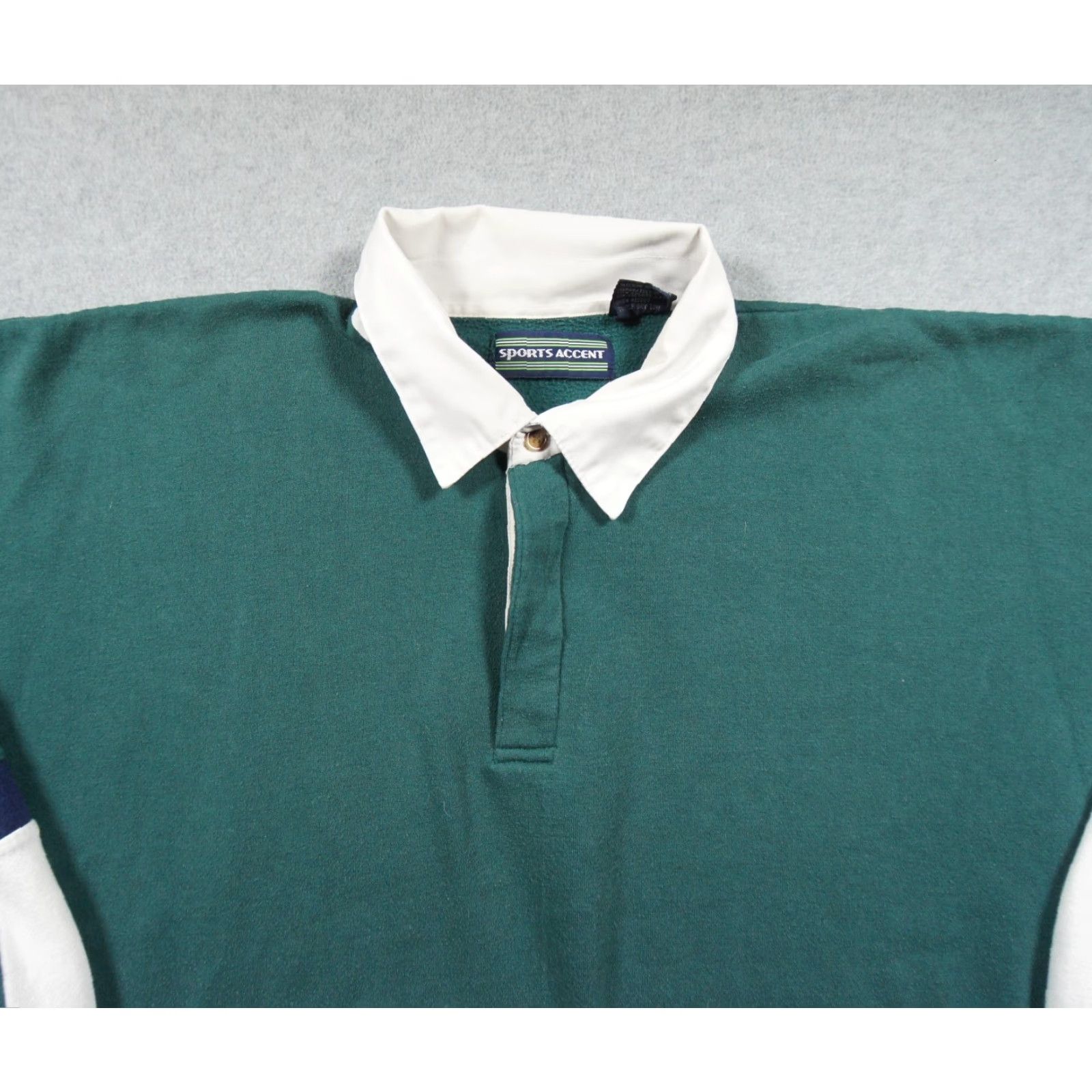 Vintage VINTAGE Sports Accent Sweatshirt Mens XL Green Striped Long Sleeve Rugby Pullover Shirt Size US XL / EU 56 / 4 - 2 Thumbnail