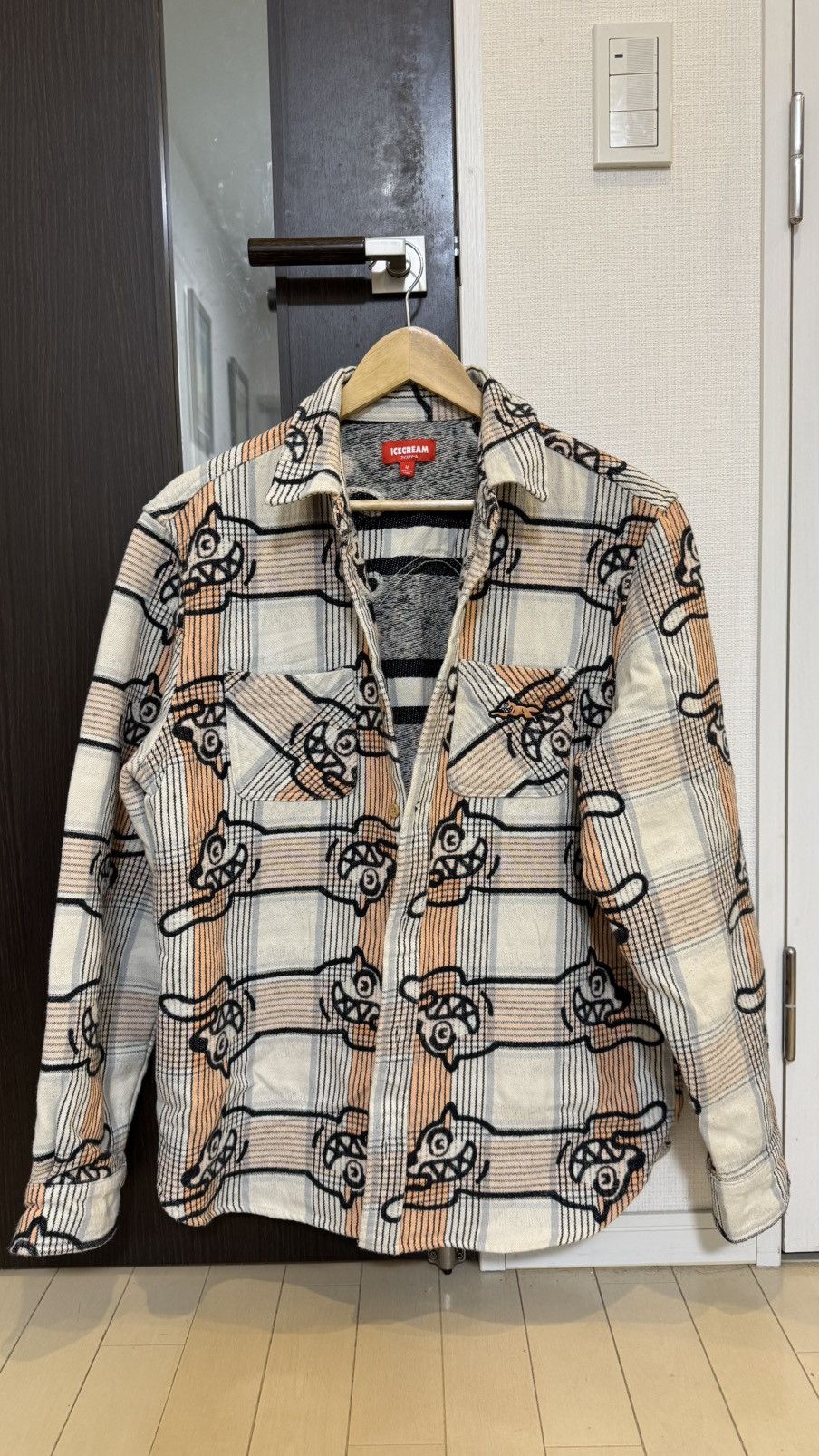 BBC ICECREAM Duke Embroidered Plaid Button-Up Shirt