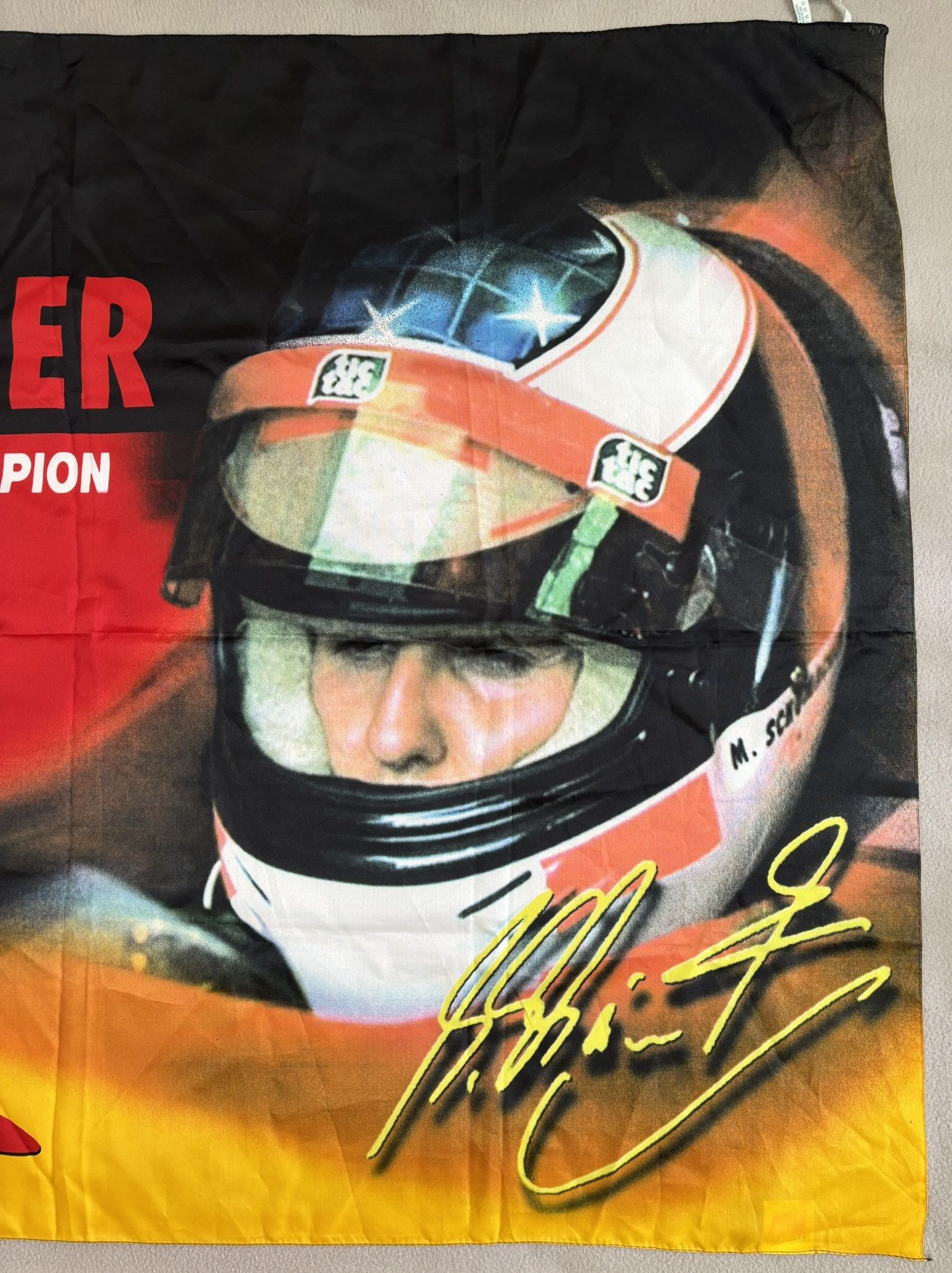 Vintage Michael Schumacher Formula 1 World Champion flag Size ONE SIZE - 3 Thumbnail