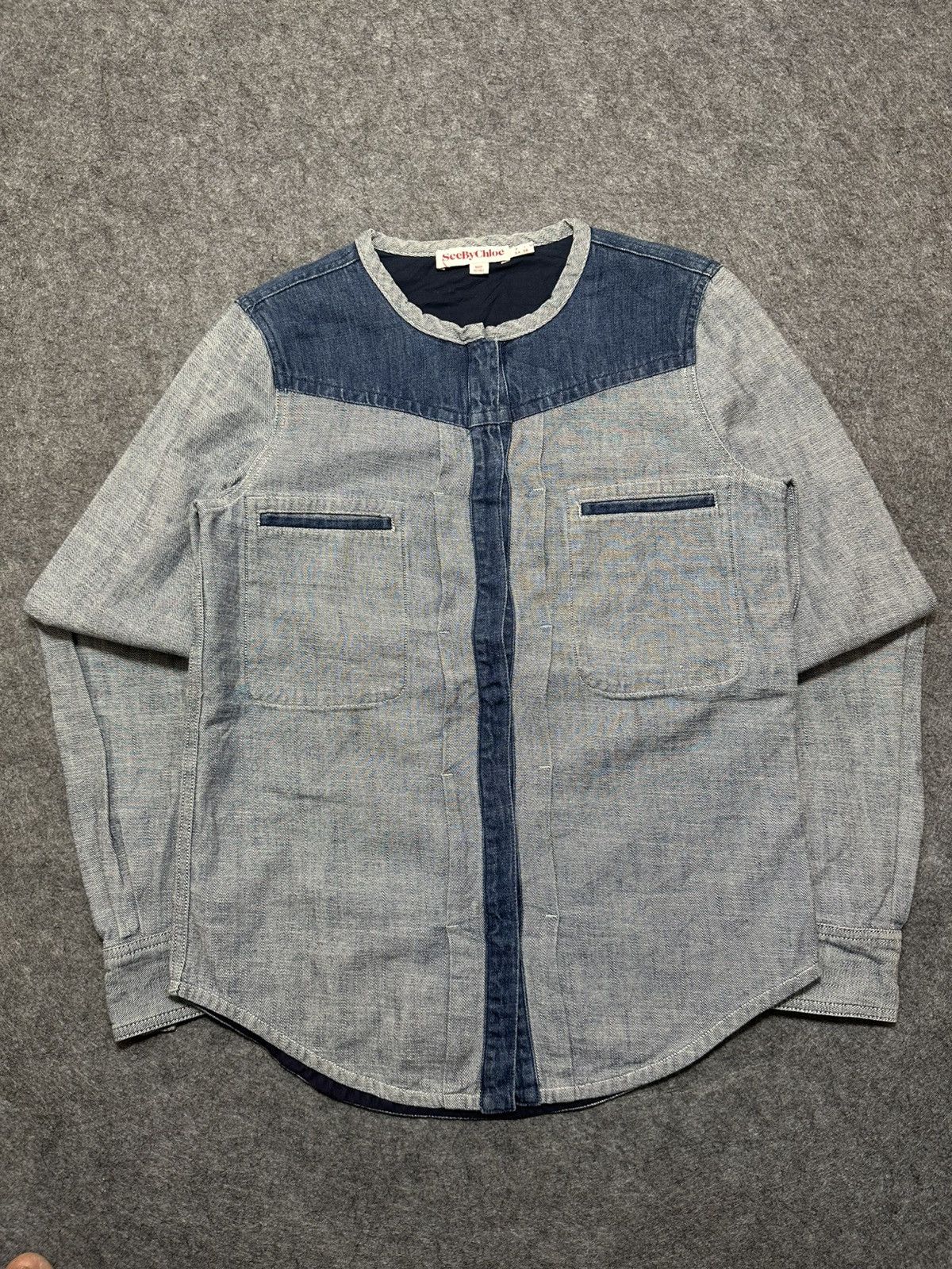Japanese Brand See by Chloé blue long-sleeve chambray shirt. Size US S / EU 44-46 / 1 - 1 Thumbnail