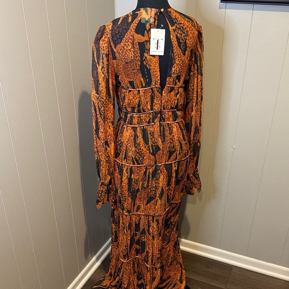 Farm Rio FARM Rio Women’s Small Orange and Black Long Sleeve Maxi Dr Size S / US 4 / IT 40 - 6 Thumbnail