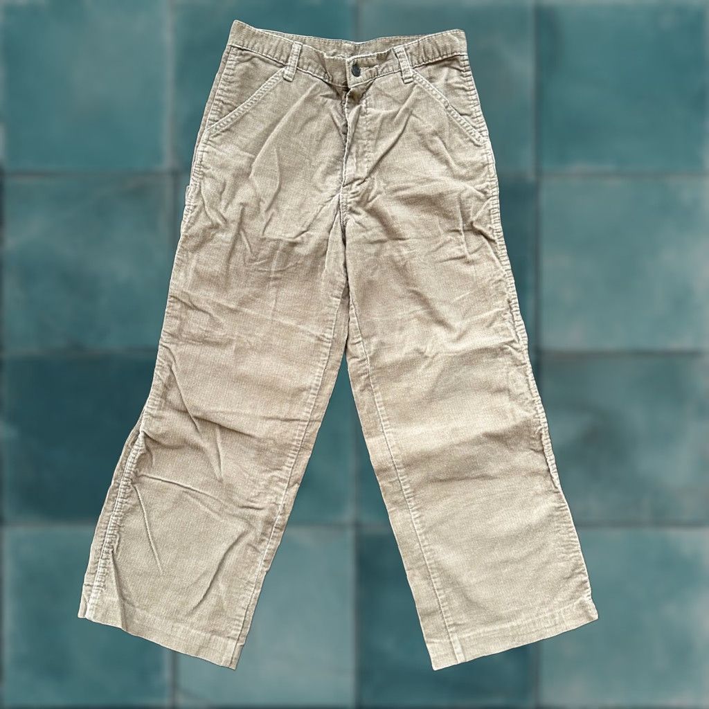 VINTAGE A SMILE Brown Corduroy Pants 28 Regular Inseam 25 Capri Cut USA Flared Mens Womens Unisex Adults Capri Style 60s 70s