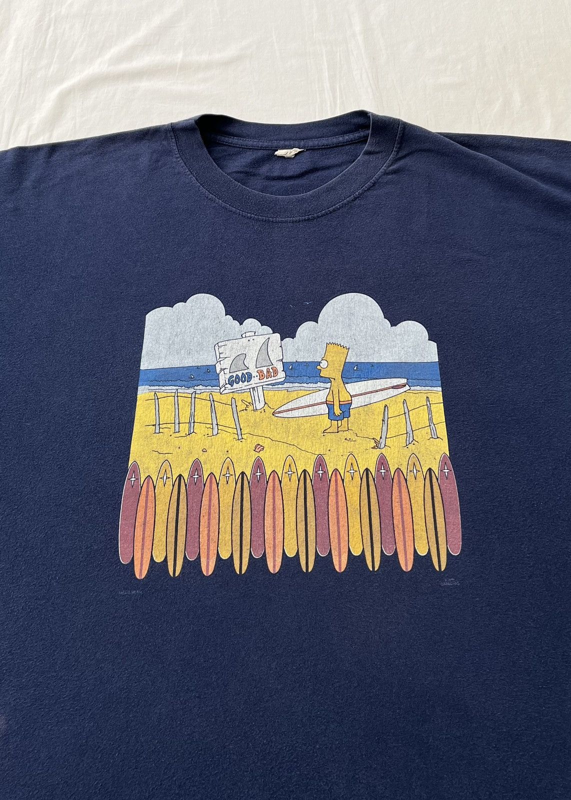 The Simpsons Vintage 1998 The Simpsons Bart Surf Surfing Cartoon T-shirt Size US XL / EU 56 / 4 - 5 Thumbnail