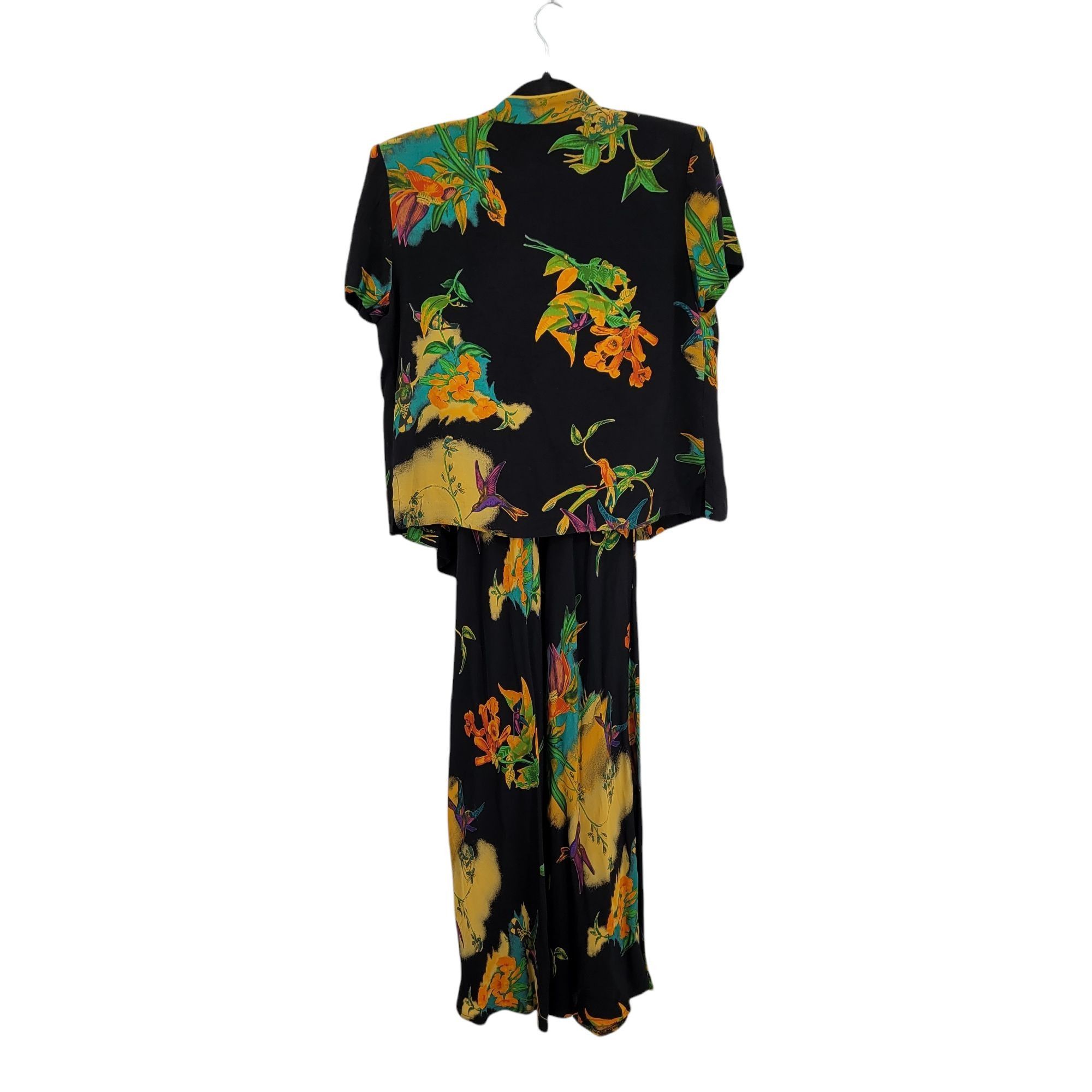 Vintage Vtg 80's 2pc Maxi Dress Sz S Black Hummingbird Neon Psychede Size S / US 4 / IT 40 - 10 Thumbnail