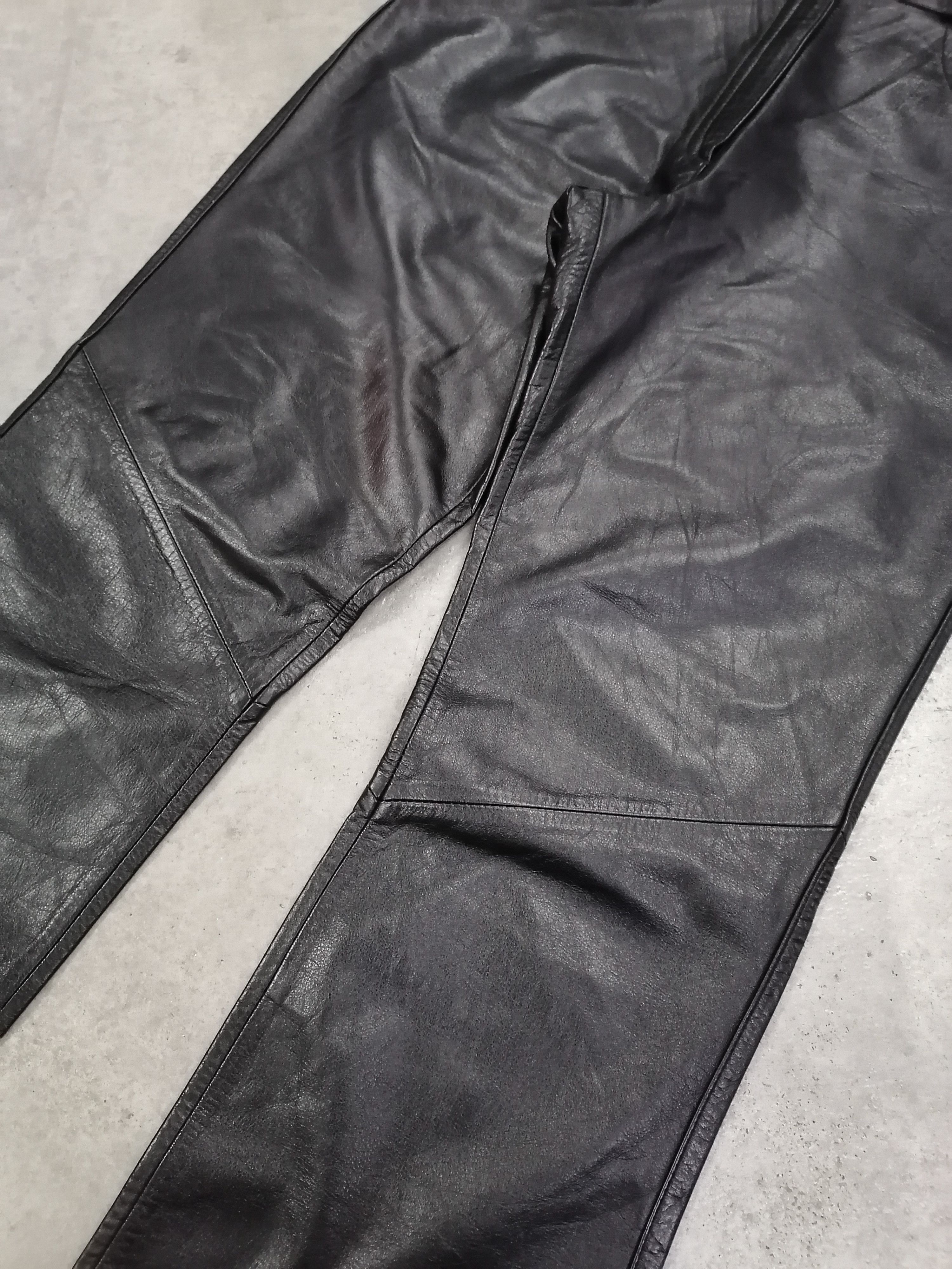 Designer × Genuine Leather × Vintage Flare K.R Pure Leather Black Pants Size 25" / US 0 / IT 36 - 4 Thumbnail