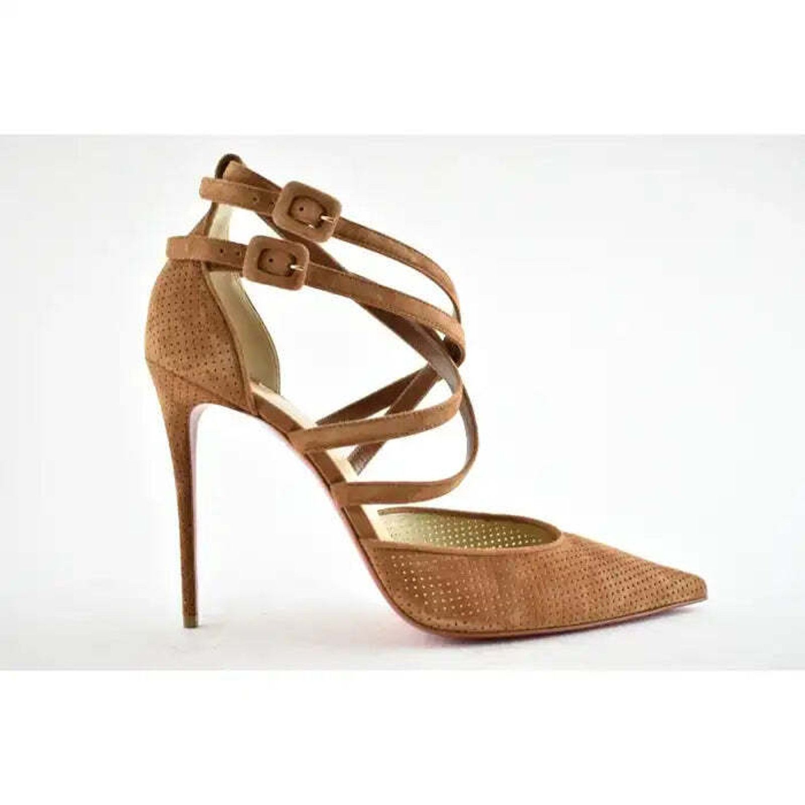 Christian Louboutin Victorilla 100 Biscotto Brown Strappy Sandal Heel Pump 42 Size US 12 / IT 42 - 2 Thumbnail