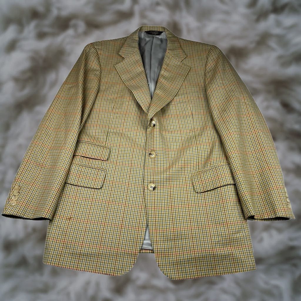 Paul Stuart Paul Stuart Mens Blazer Beige Plaid - 40L Jacket Size 40R - 1 Thumbnail