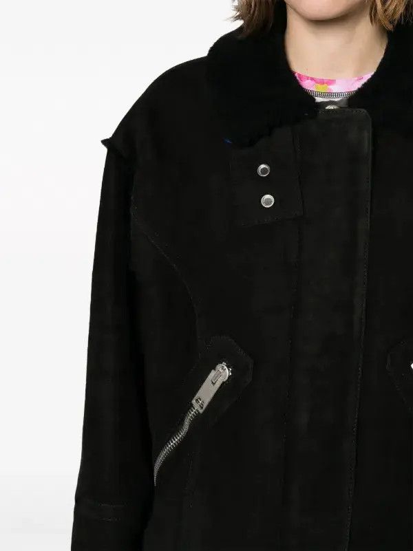Off-White o1mle0425 Round Shoulder Shearling Jacket in Black Size XS / US 0-2 / IT 36-38 - 5 Thumbnail