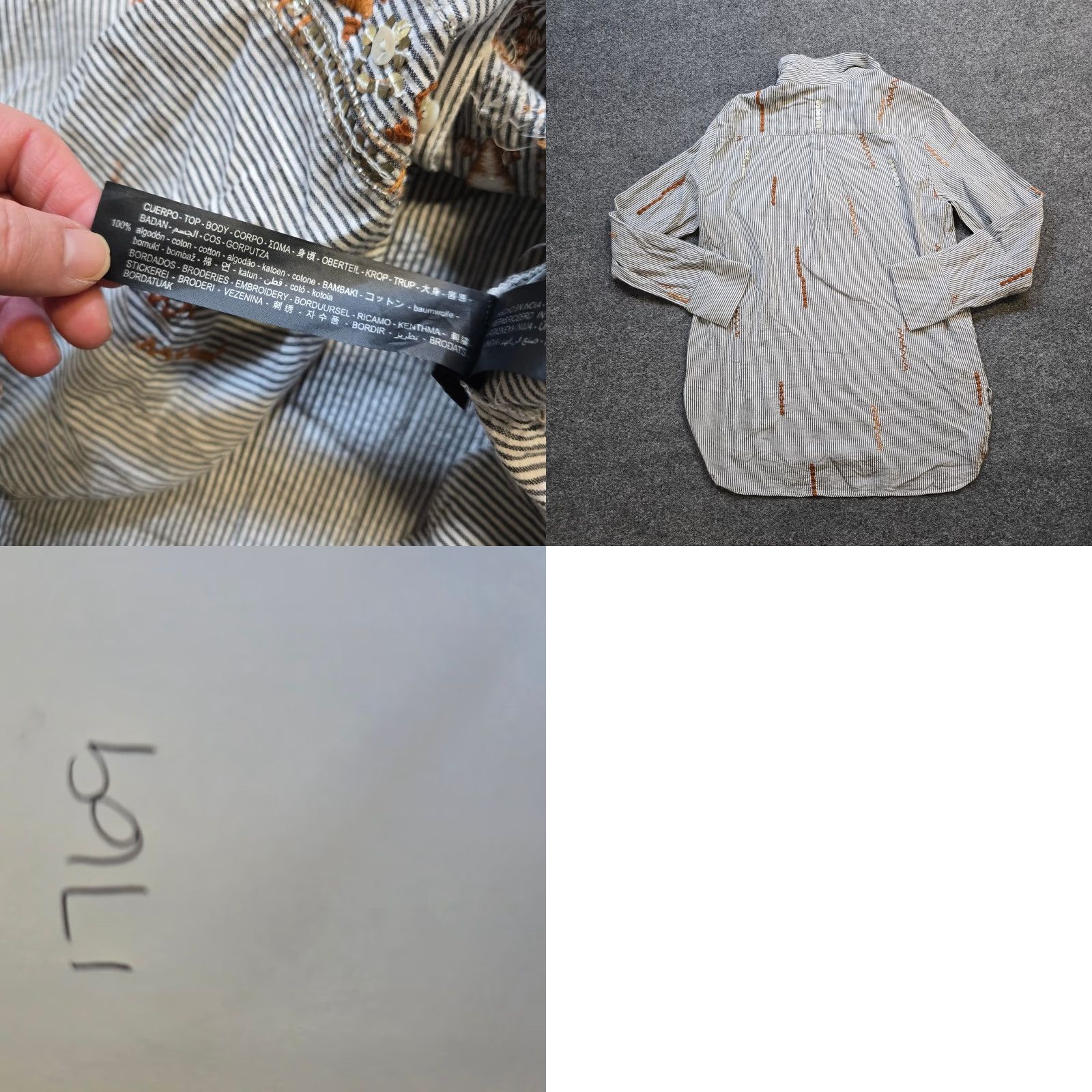 Zara Zara Blouse Womens M Gray Aztec Embroidery Button Casual Career Shirt Size M / US 6-8 / IT 42-44 - 8 Thumbnail
