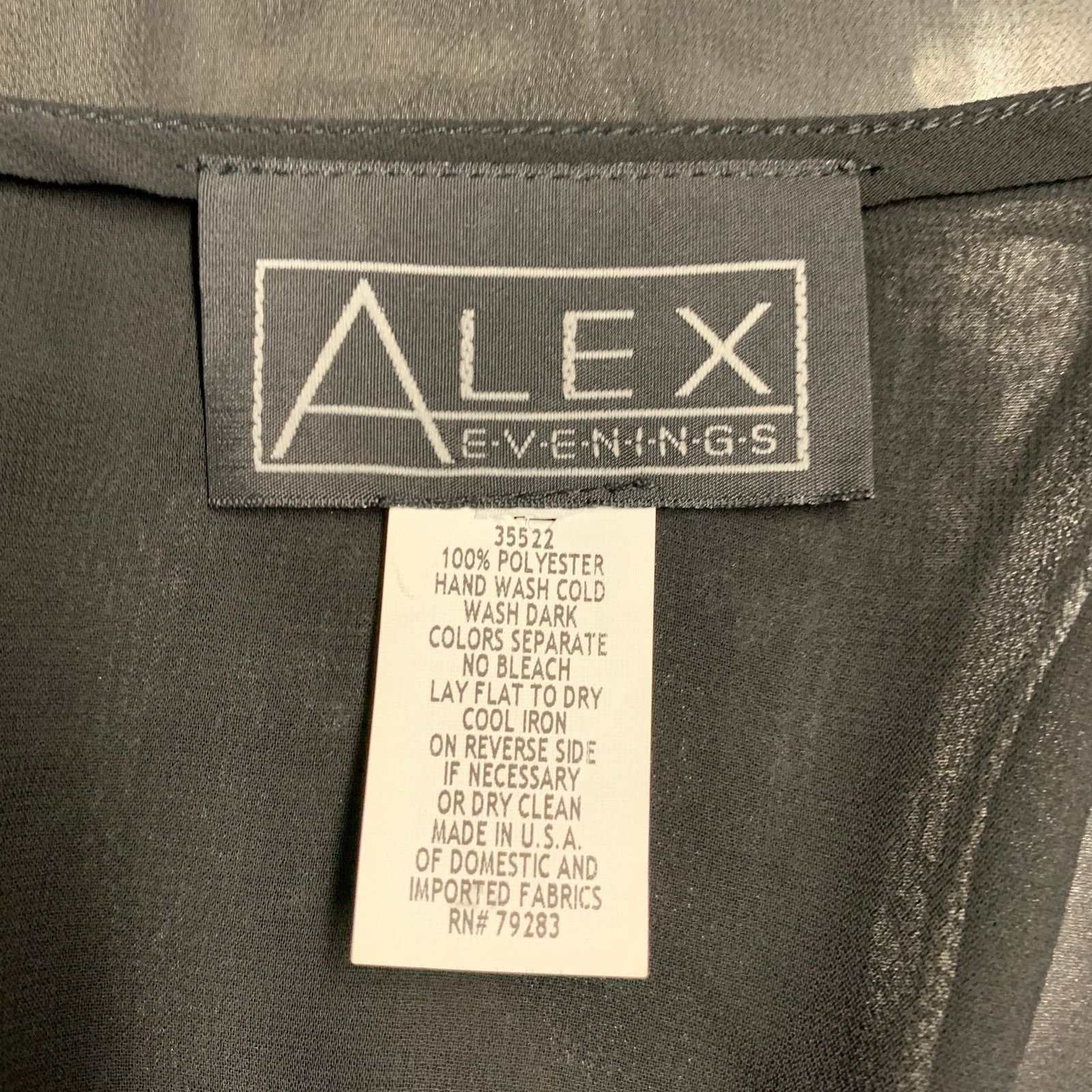 Alex Evenings M Black Polyester Sheer 3/4 Sleeves Crop Open Front Cardigan Size M / US 6-8 / IT 42-44 - 4 Thumbnail