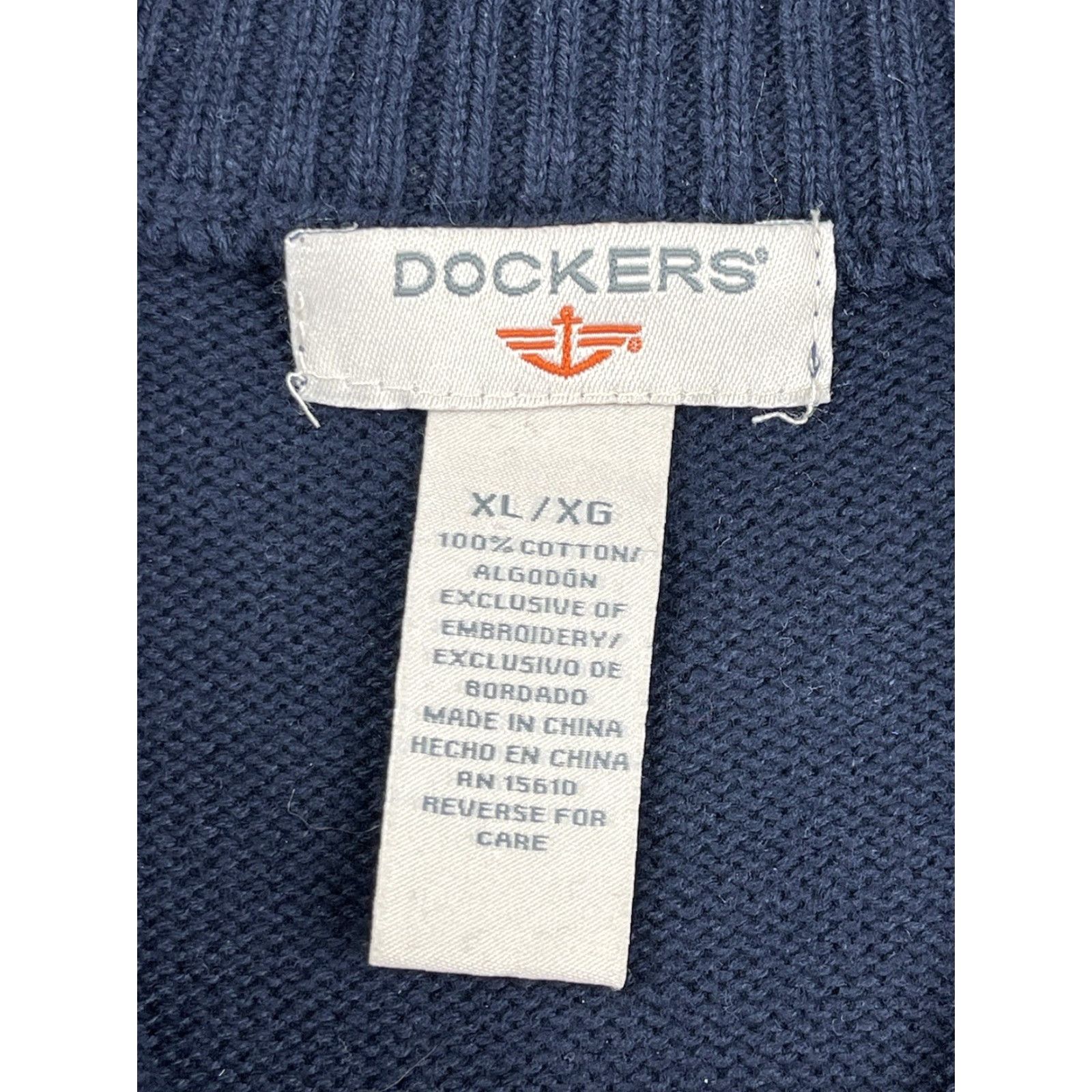 Dockers DOCKERS Men Sweater XL 1/4 Zip Pullover Argyle Aztec Navy Blue Red Gray Knit Size US XL / EU 56 / 4 - 2 Thumbnail