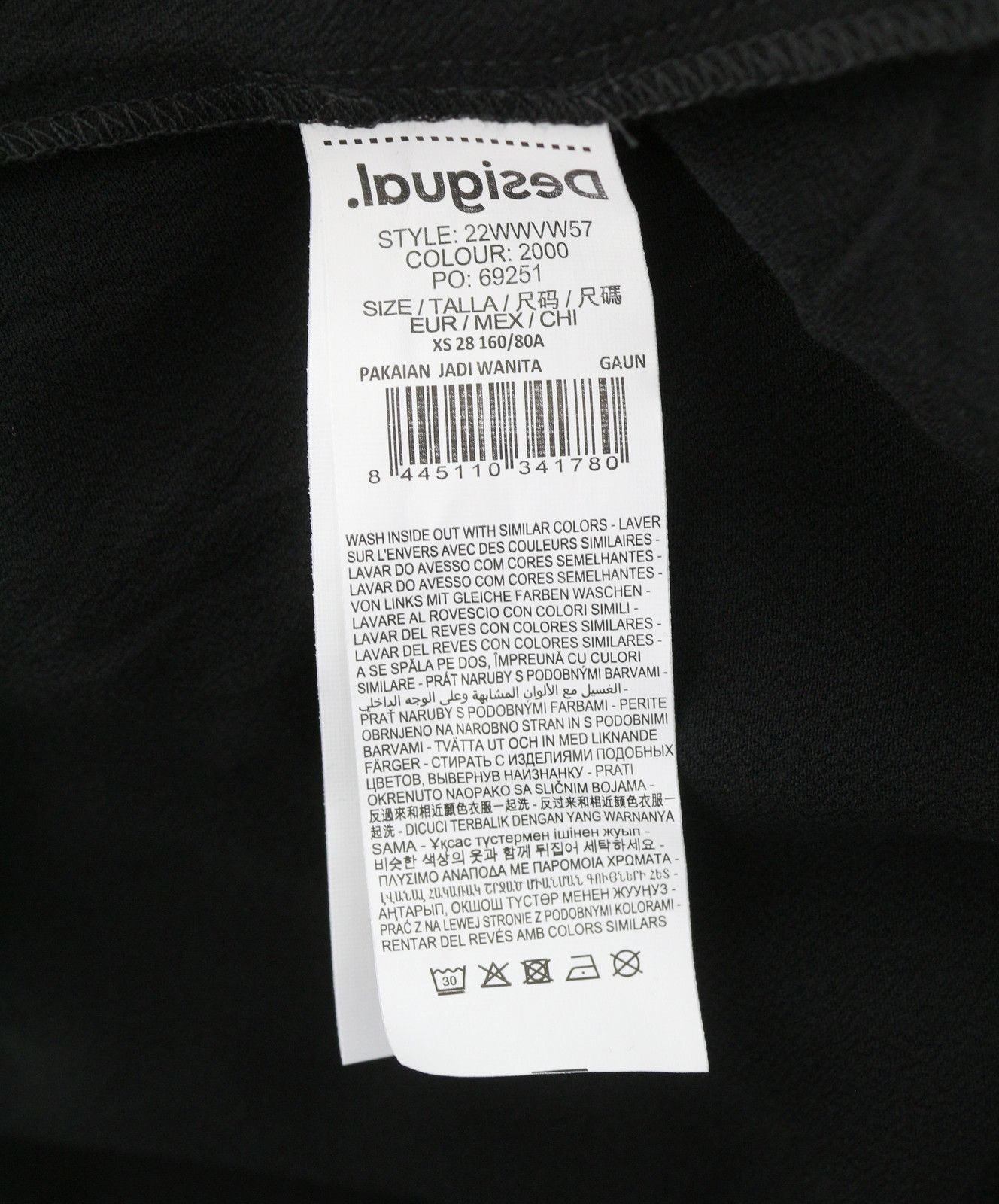 Desigual VEST MARIAN XS Black Patterned Oversized Dress 89019 Size XS / US 0-2 / IT 36-38 - 10 Thumbnail