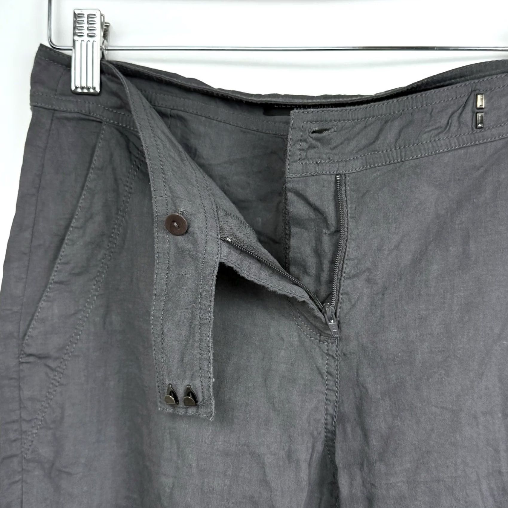 Eileen Fisher VINTAGE Eileen Fisher Pants Ladies City Straight Leg 27x28 Gray Linen Viscose Blend 2P Petite Size 26" / US 2 / IT 38 - 3 Thumbnail
