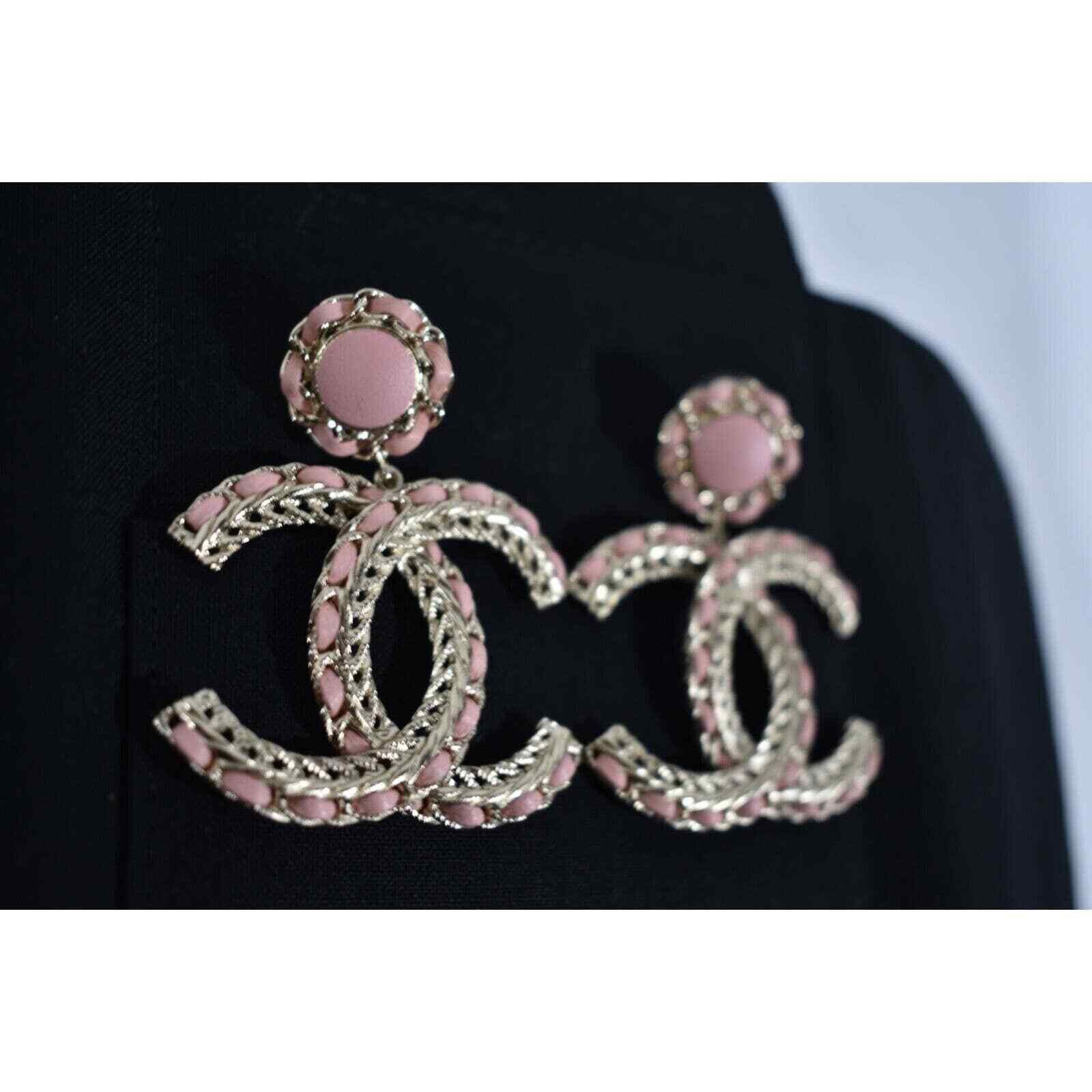 Chanel Chanel Leather Gold Chain Dangle Drop Statement Earrings Size ONE SIZE - 3 Thumbnail