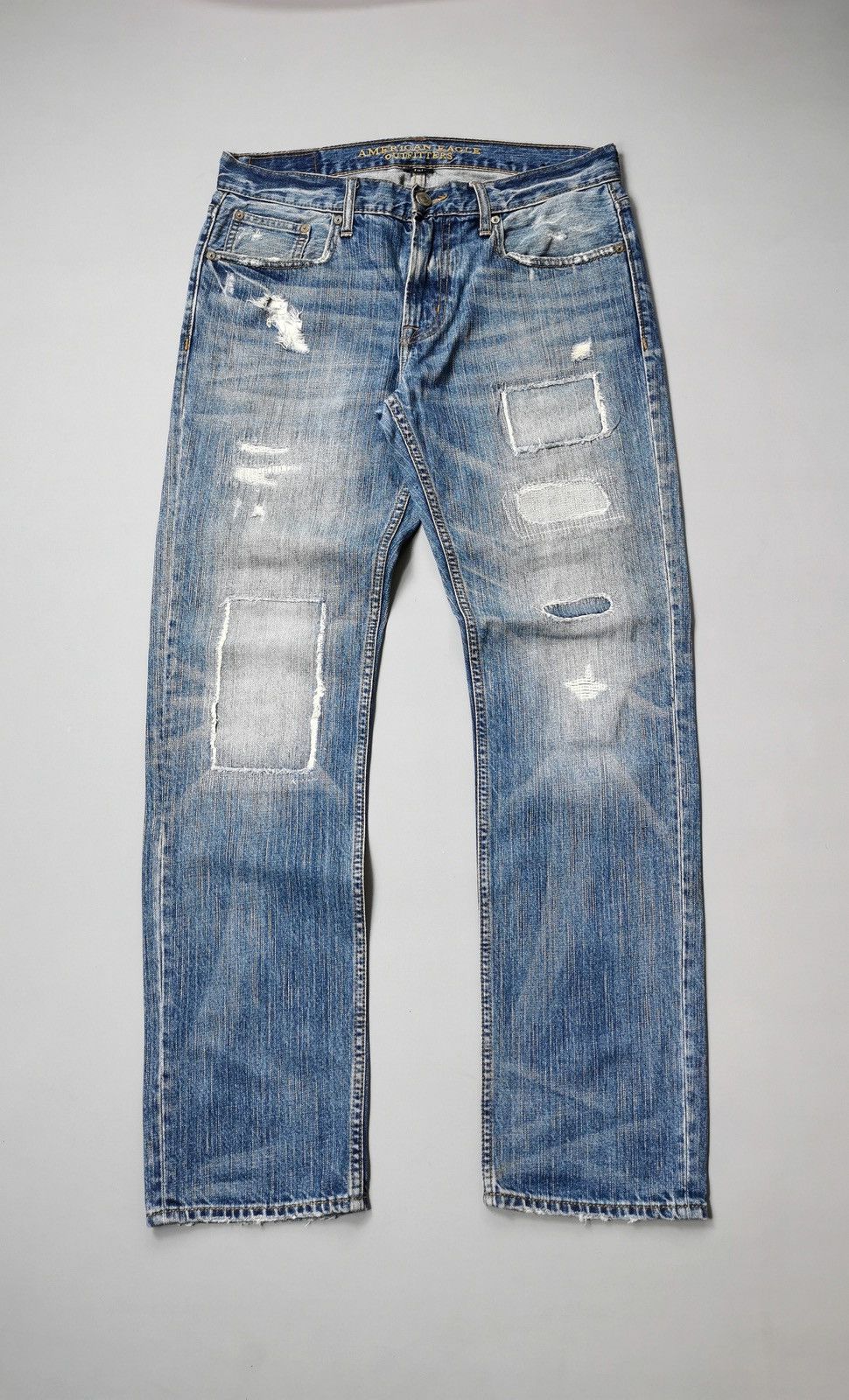 American Eagle Outfitters American Eagle Slim Straight Patchwork Distressed Jeans Size US 34 / EU 50 - 2 Thumbnail