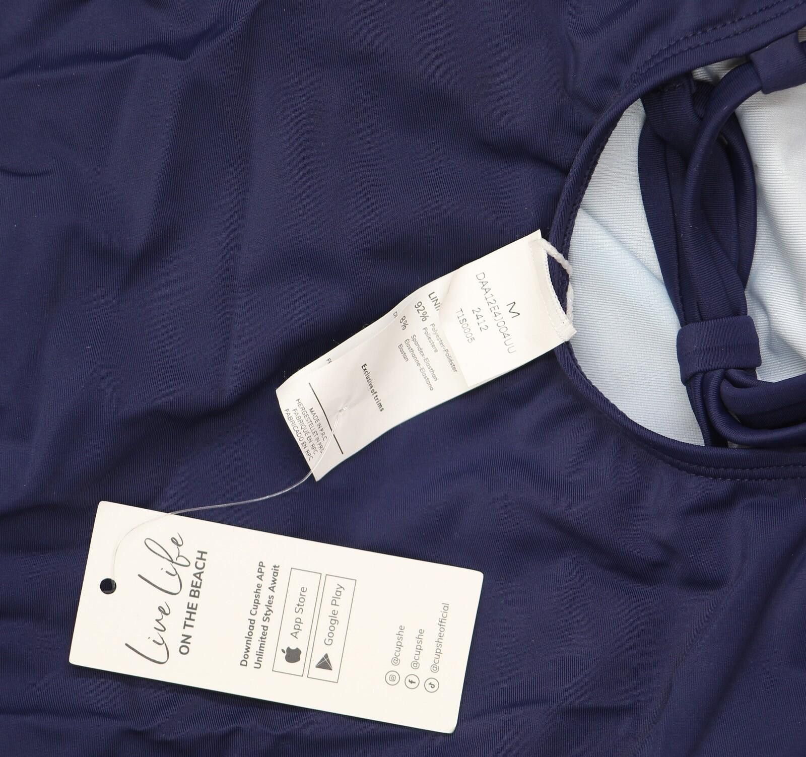 Other Nwt Cupshe Wire Neck Ruched One Piece Swimsuit Dark Blue M Size ONE SIZE - 4 Thumbnail