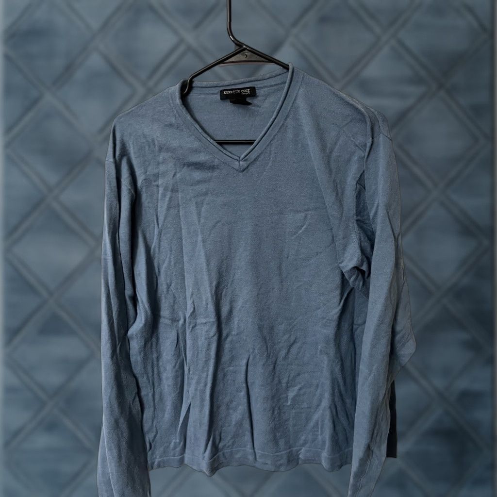 Kenneth Cole VINTAGE Kenneth Cole Sweater XL Pullover Cotton Cashmere Thin Knit V Neck Classic Size US XL / EU 56 / 4 - 1 Thumbnail