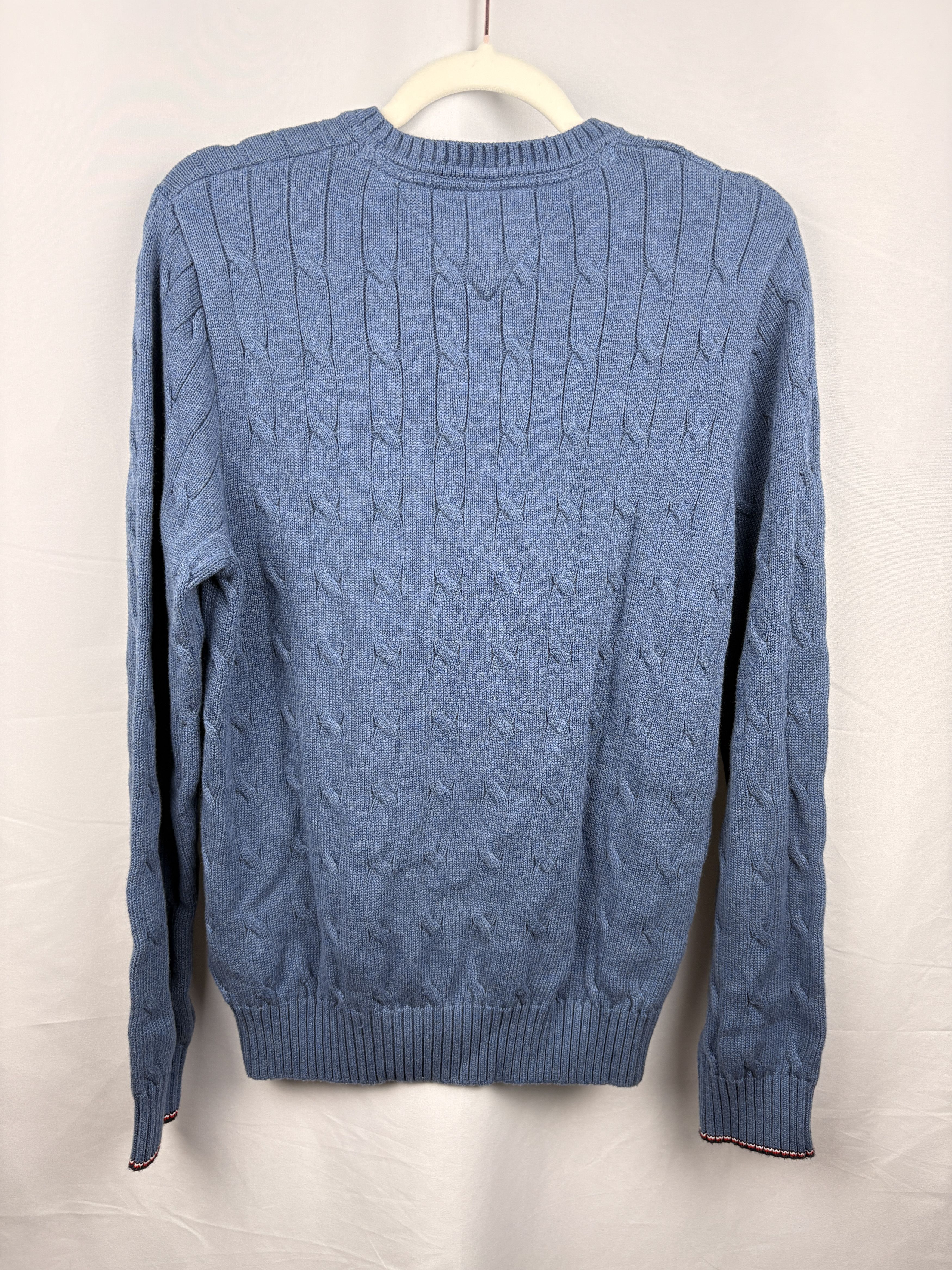 Tommy Hilfiger Tommy Hilfiger Cable Knit Sweater Blue Crewneck Logo Cotton Size US M / EU 48-50 / 2 - 2 Thumbnail