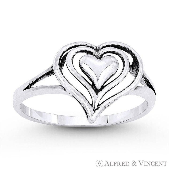 Other Triple-Heart Charm Stackable Ring in .925 Sterling Silver Size ONE SIZE - 1 Preview